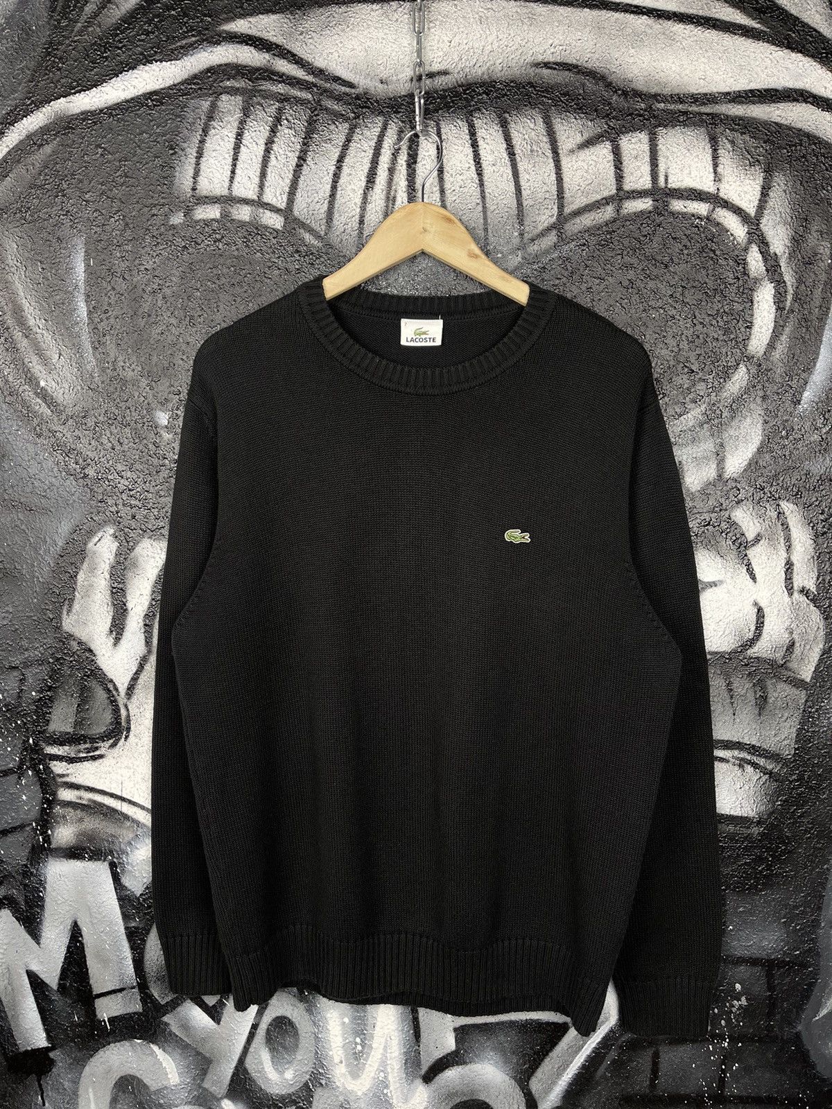 Lacoste Lacoste Vintage Crew Neck Black Knit Sweater Men’s Size L Size US L / EU 52-54 / 3 - 3 Thumbnail