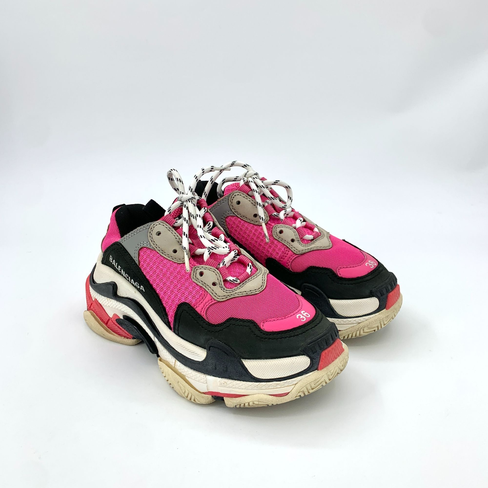 Balenciaga Balenciaga Womens Triple S Pink & Black Lace-Up Sneakers Siz Size US 6 / IT 36 - 1 Thumbnail