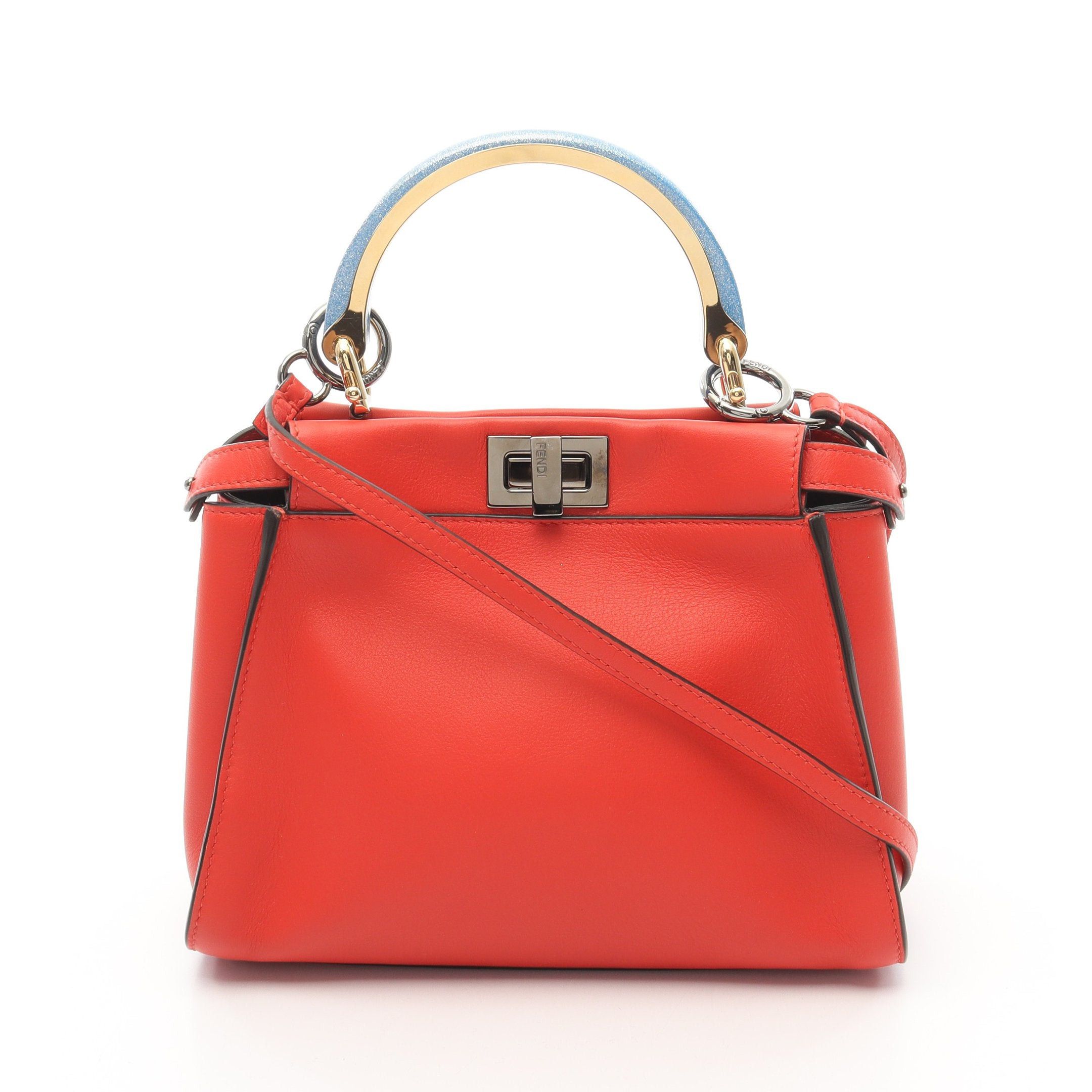 Fendi Fendi Ｍini Peekaboo Iconic Handbag Leather Red Size ONE SIZE - 1 Thumbnail