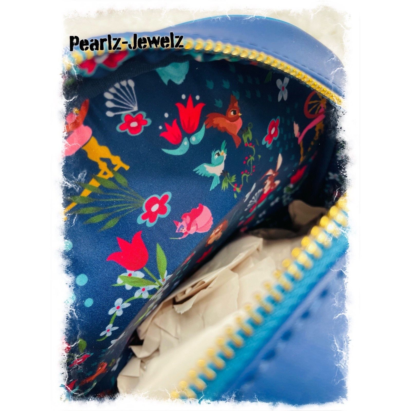 Disney Loungefly Sleeping Beauty Aurora Floral Blue Mini Backpack B Size ONE SIZE - 4 Thumbnail
