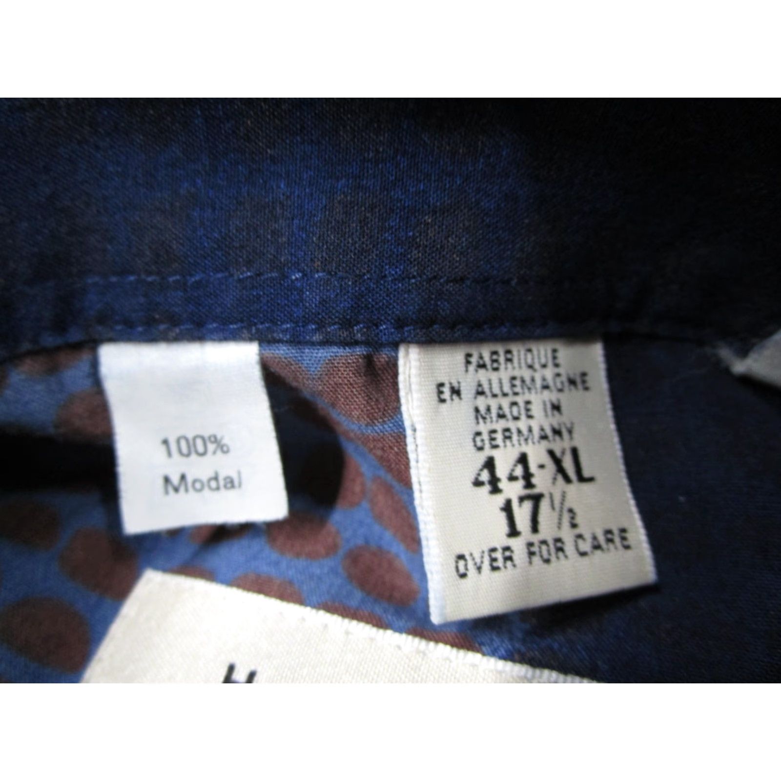 Vintage Haupt Dress Shirt Mens XL Blue Geometric Modal Long Sleeve Made In Germany Y2K Size 46R - 4 Thumbnail