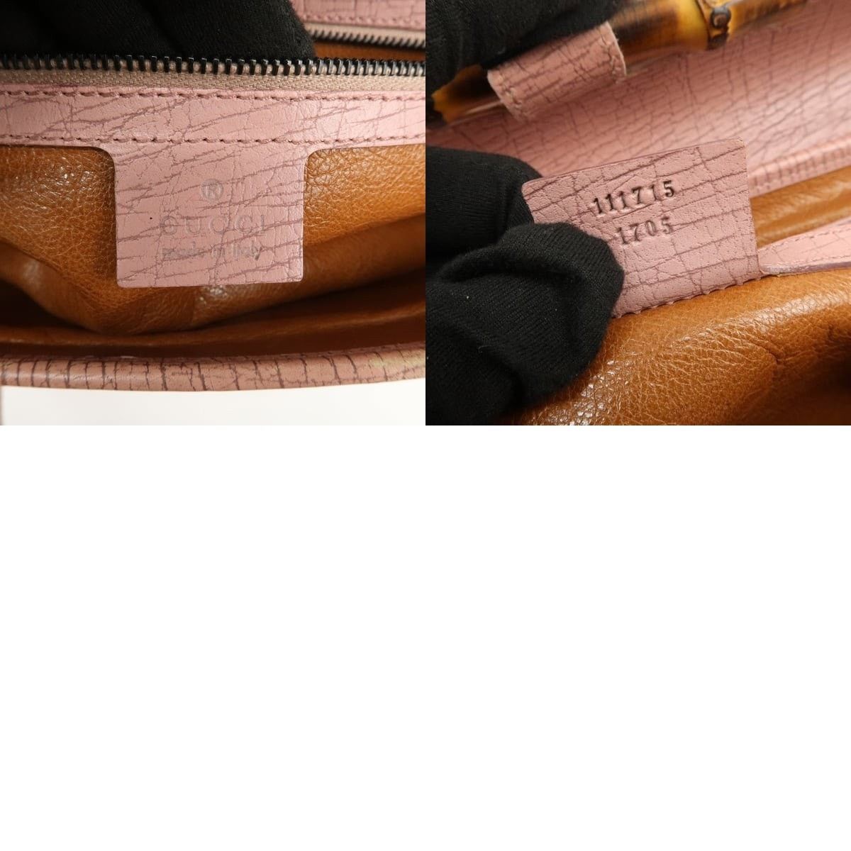 Gucci Gucci Bamboo Embossed Leather Shoulder Bag Pink Size ONE SIZE - 8 Thumbnail