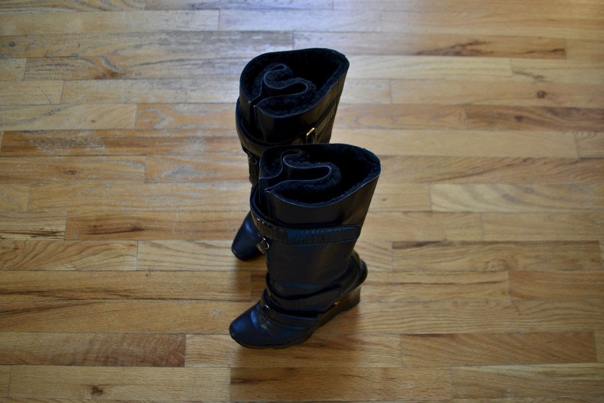 Louis Vuitton FW2006 by Marc Jacobs Wedged Shearling Lined Knee-High Boots Size US 10 / IT 40 - 8 Thumbnail