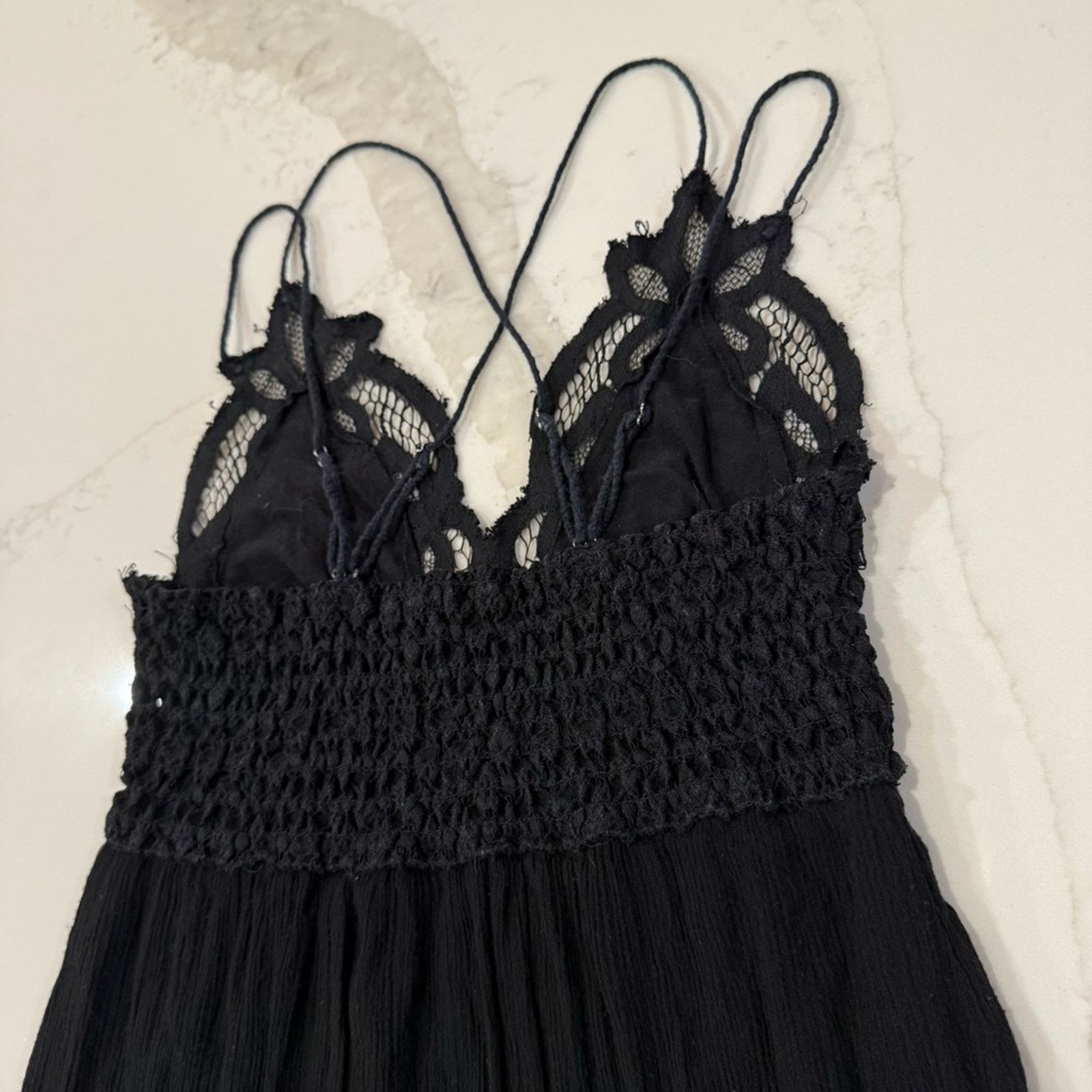 Free People One Adella Maxi Slip Dress CrochetLace Womens XS