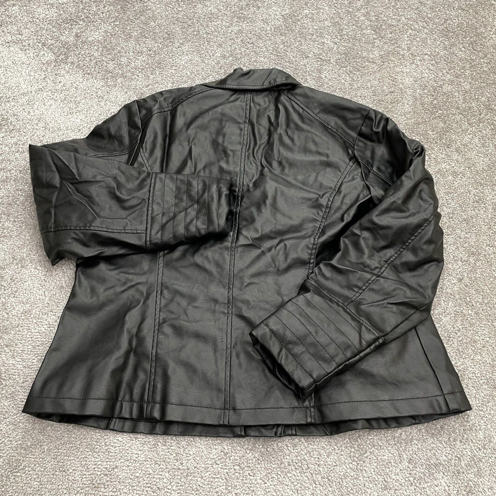 New Look New Look Faux Leather Jacket Womens XL Black Full Zip Pocket Outdoor Riders Size XL / US 12-14 / IT 48-50 - 2 Thumbnail