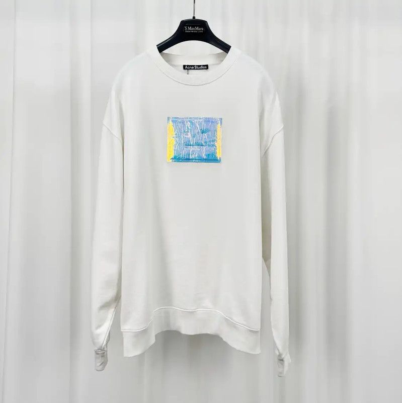 Acne Studios Acne Studios White Cotton Logo Sweatshirt Size US M / EU 48-50 / 2 - 1 Thumbnail