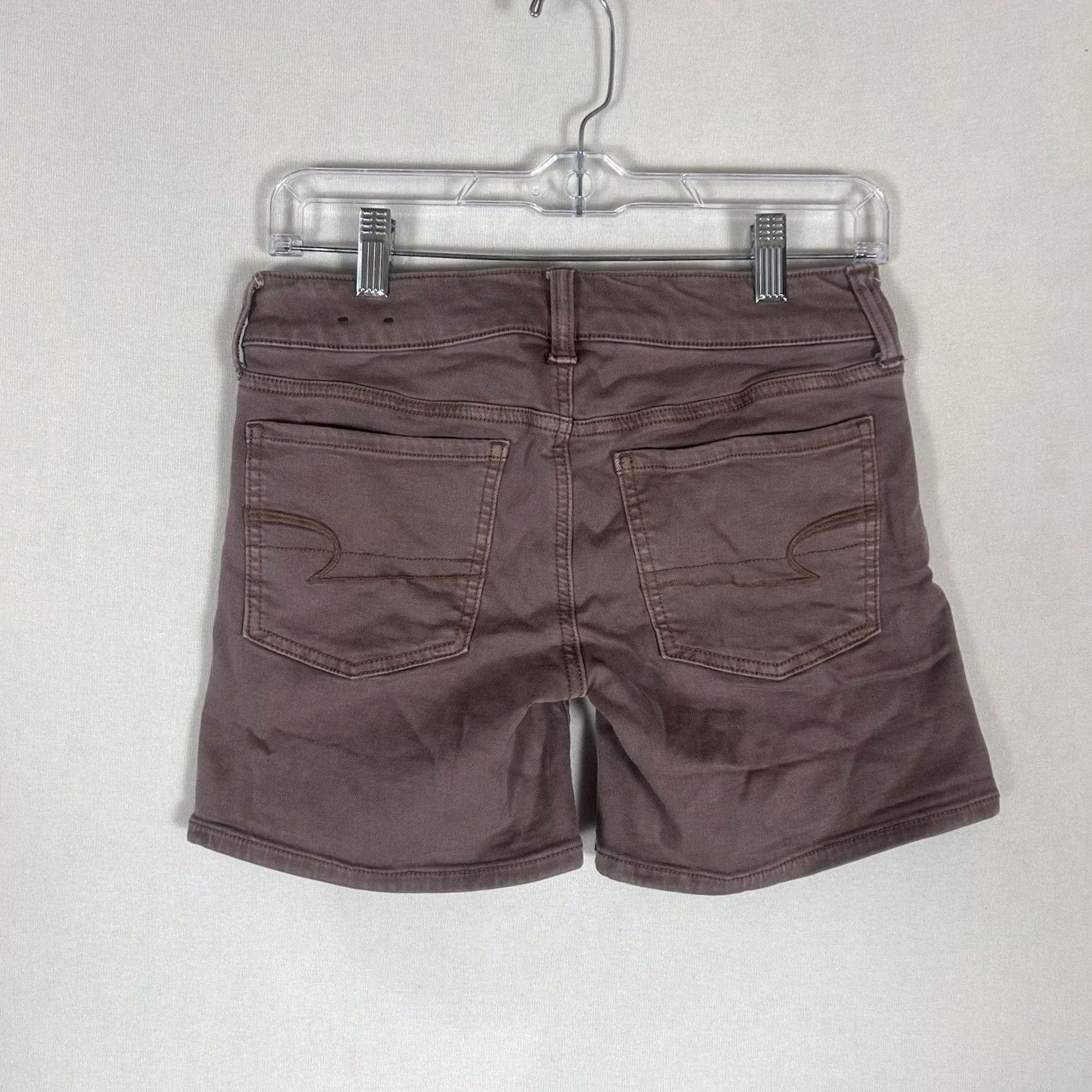 American Eagle Outfitters American Eagle Outfitters Super Stretch Midi Jean Shorts Womens 2 Maroon Red Size 26" / US 2 / IT 38 - 5 Thumbnail