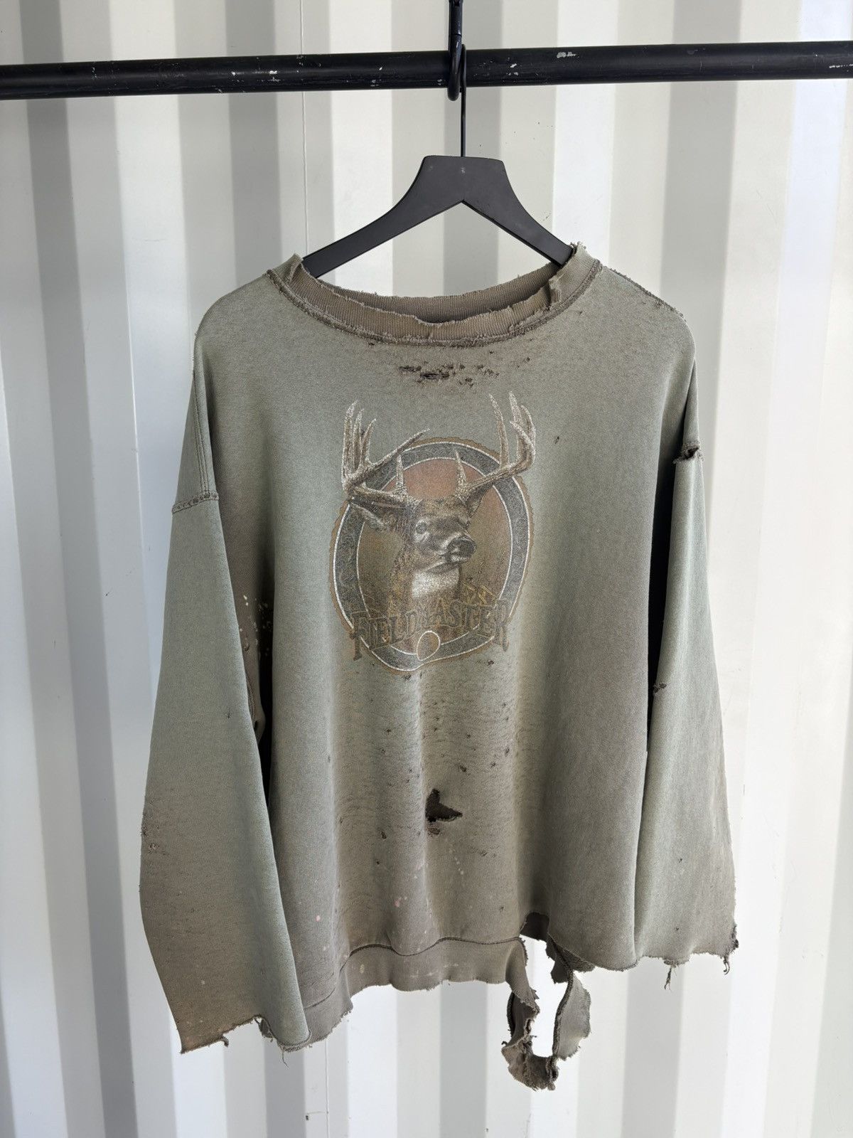 Thrashed Distressed Sun Faded Sweatshirt Cutoff ERD Grunge