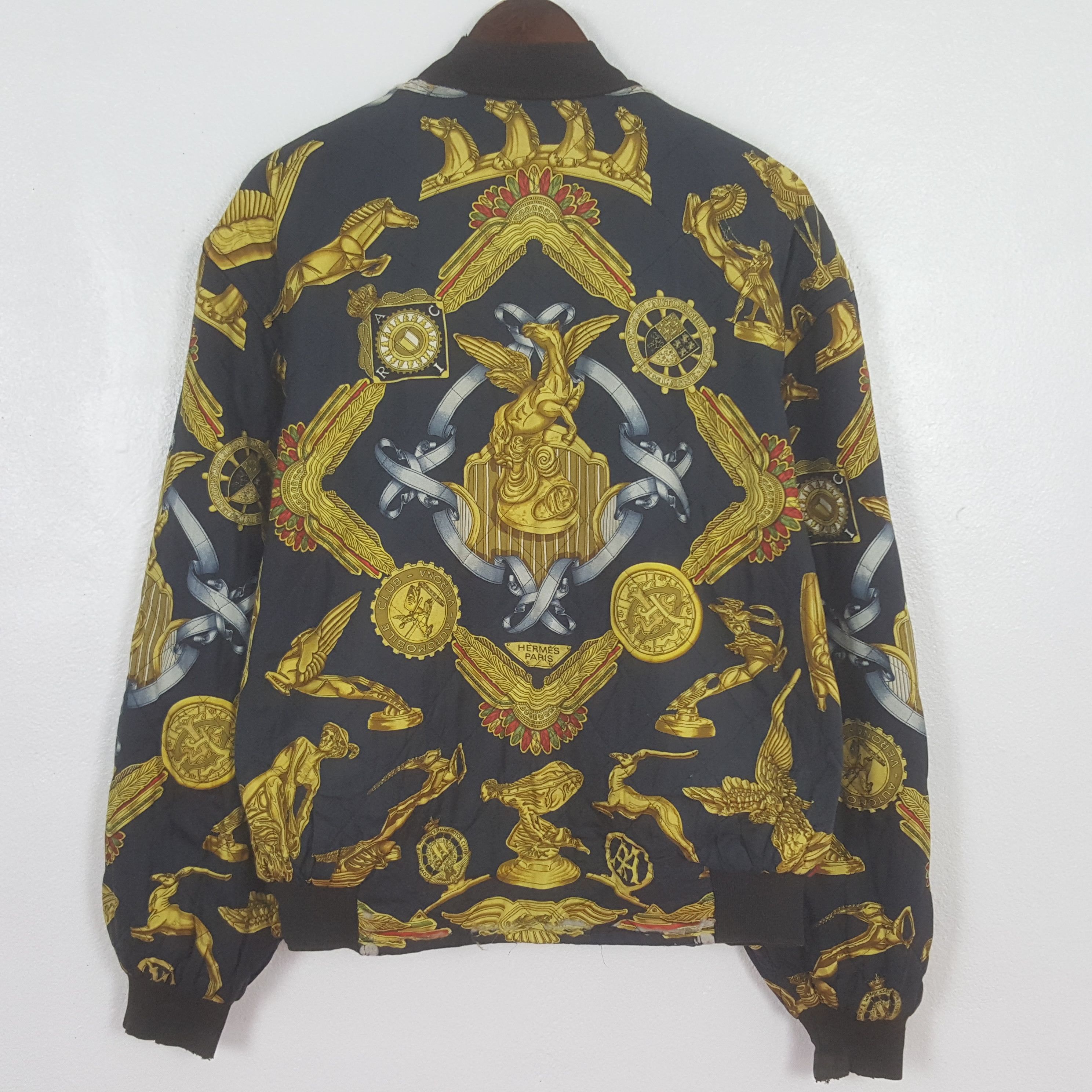 Hermes Vintage Hermes Paris Reversible Silk Aviator Jacket Size US L / EU 52-54 / 3 - 1 Thumbnail