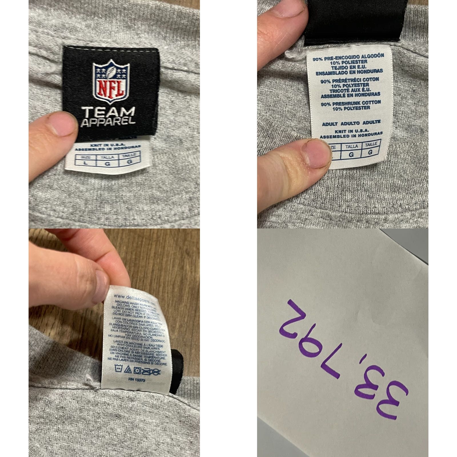 NFL NFL Team Apparel Shirt, Men's Large, Gray, Minnesota Vikings Size L / US 10 / IT 46 - 8 Thumbnail