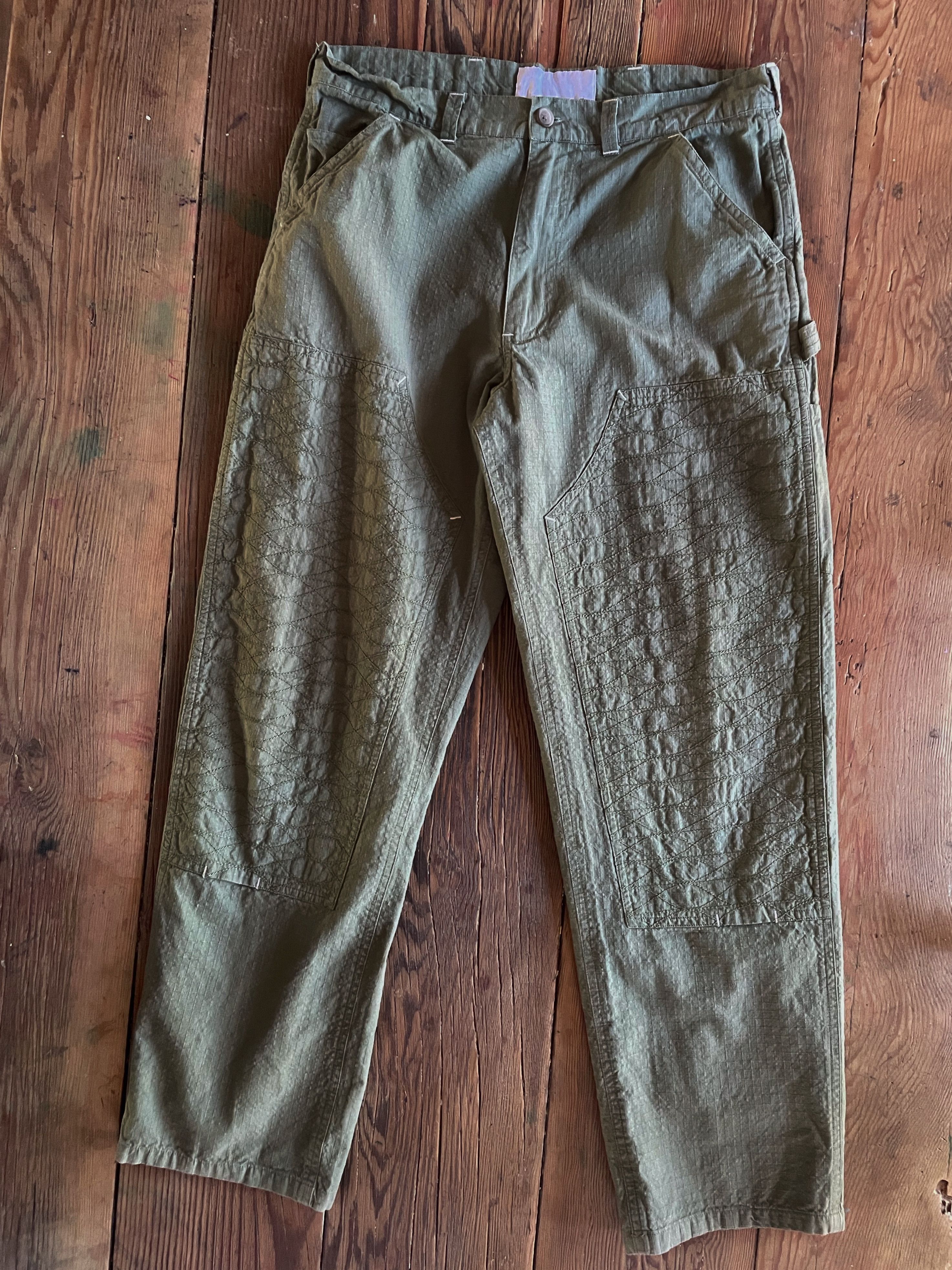 18 East Olive Embroidered Ripstop Double Knee Work Pants Size US 30 / EU 46 - 1 Thumbnail