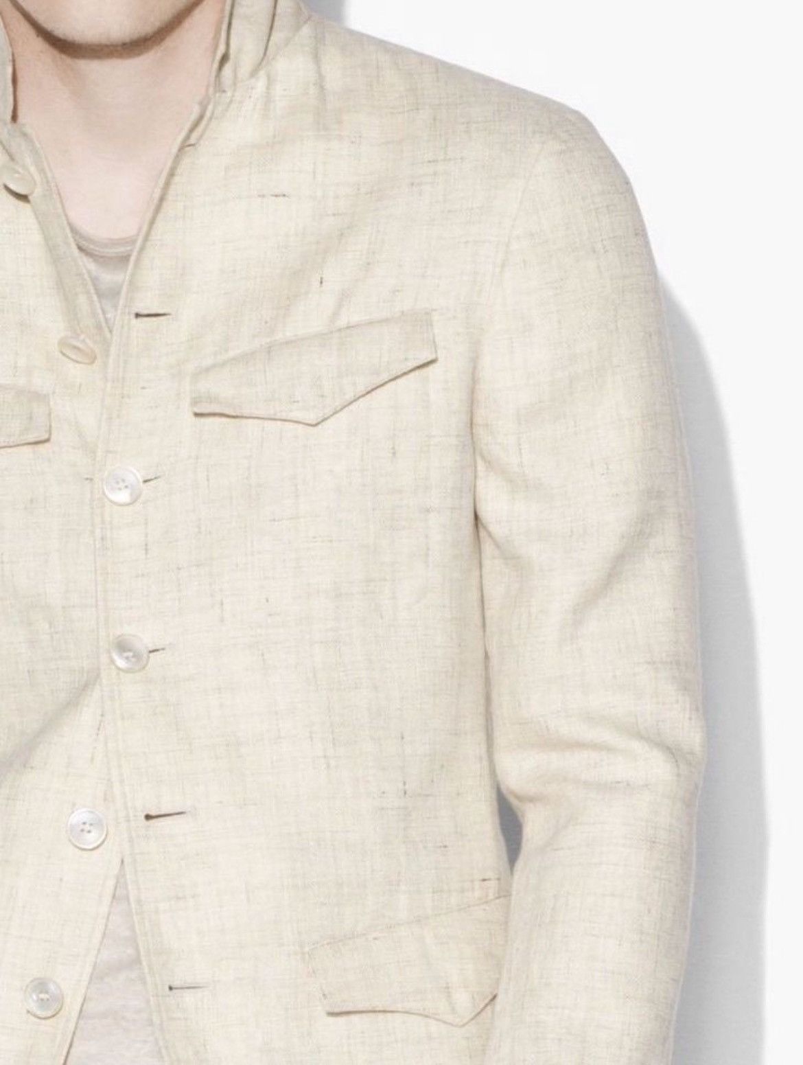 John Varvatos Linen Blend Button Front Jacket. Size 52 Size US L / EU 52-54 / 3 - 2 Thumbnail
