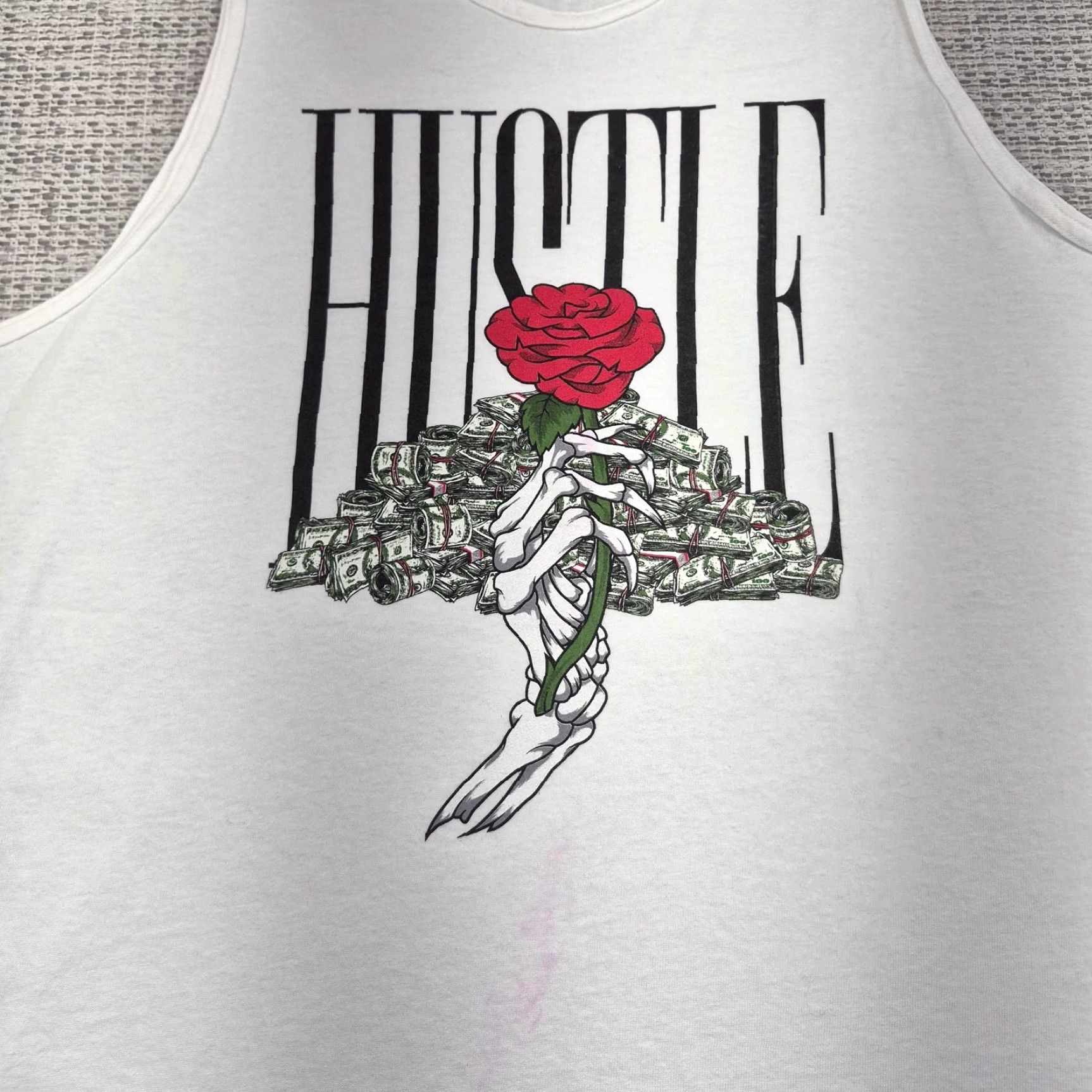 Vintage Spoiler Alert Tank Top Mens XL White Hustle Rose Skull Graphic Streetwear Shirt Size US XL / EU 56 / 4 - 2 Thumbnail