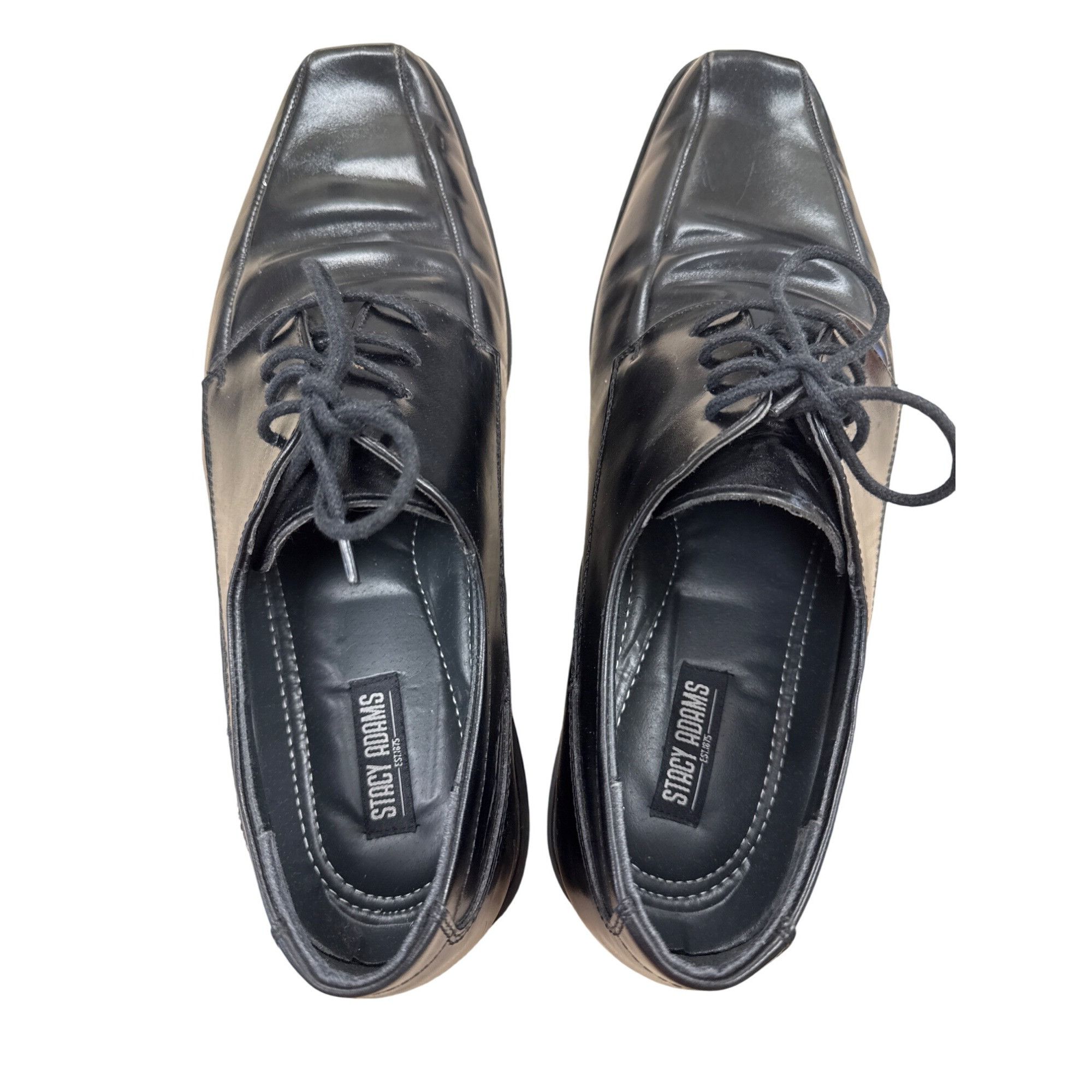 Stacy Adams Stacy Adams Mens Black Leather Oxfords Dress Shoes 10.5M SKU Size US 10.5 / EU 43-44 - 8 Thumbnail