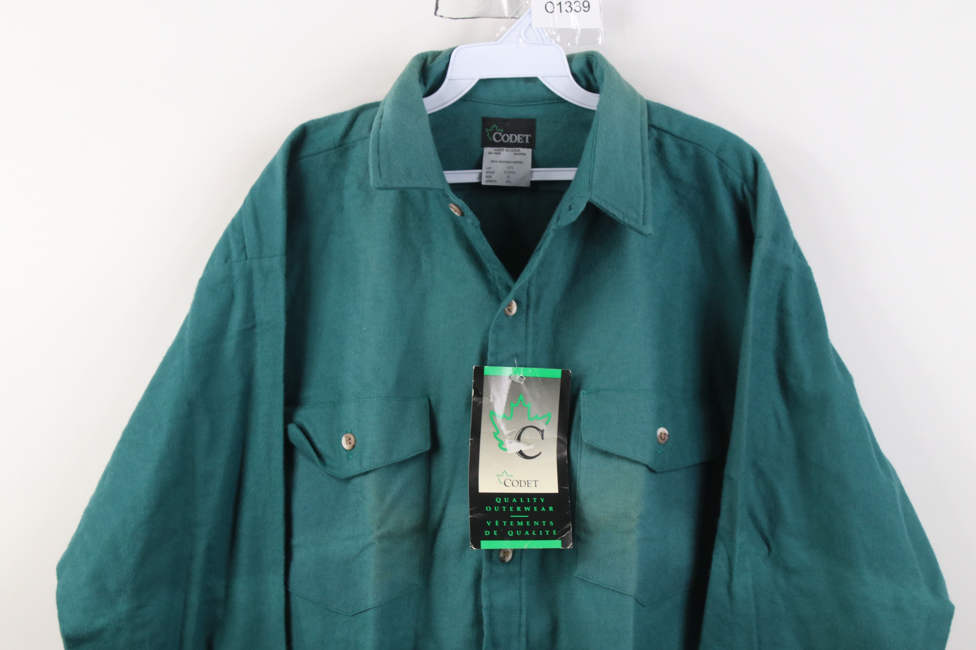 Vintage Deadstock Vintage 70s 80s Cloth Button Shirt Green USA Size US XL / EU 56 / 4 - 2 Thumbnail