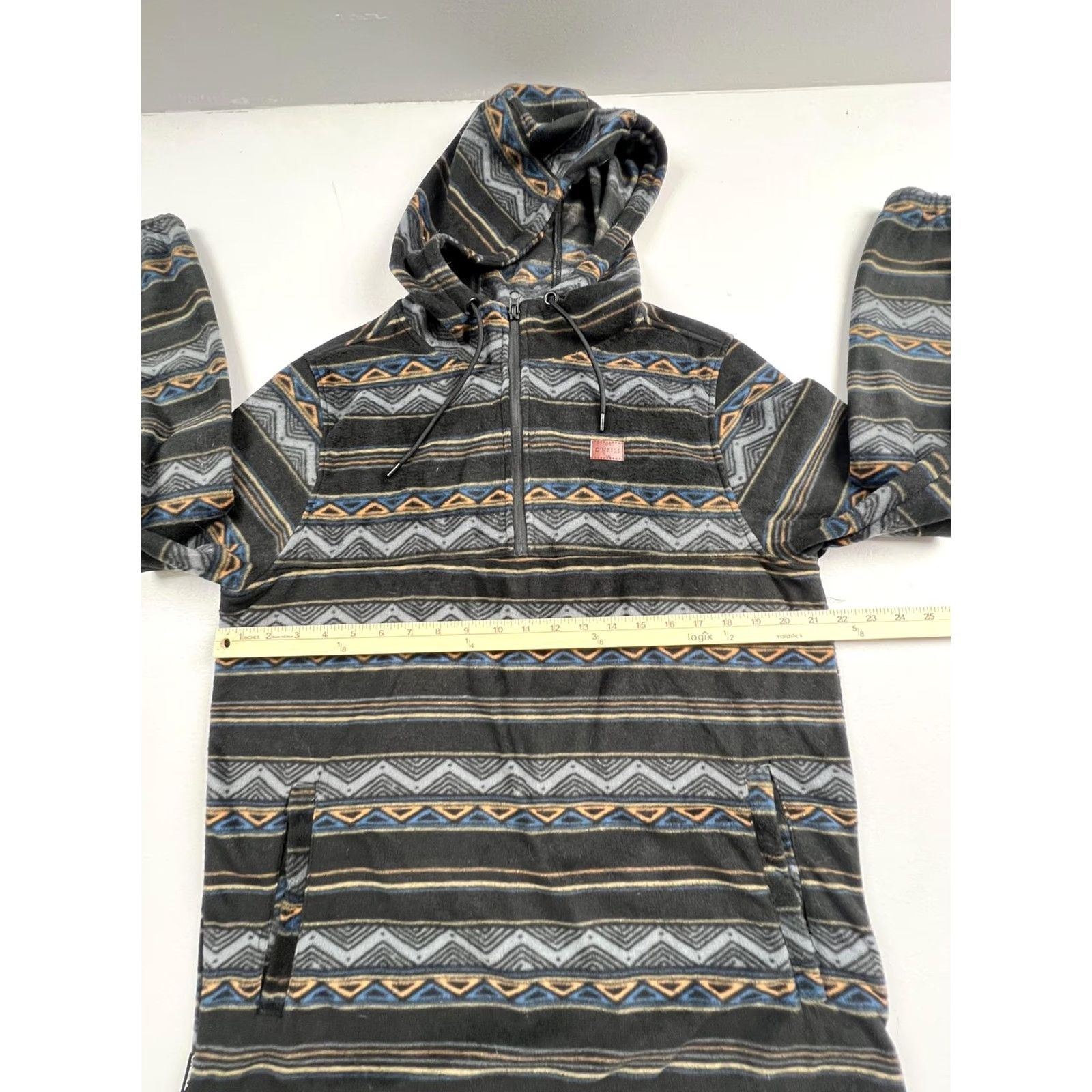 O'Neill O'Neill Hoodie Mens M Gray 1/4 Zip Fleece Tribal Striped Aztec Sweatshirt Pullover Pocket Zipper High Neck Logo Patch Size US M / EU 48-50 / 2 - 5 Thumbnail