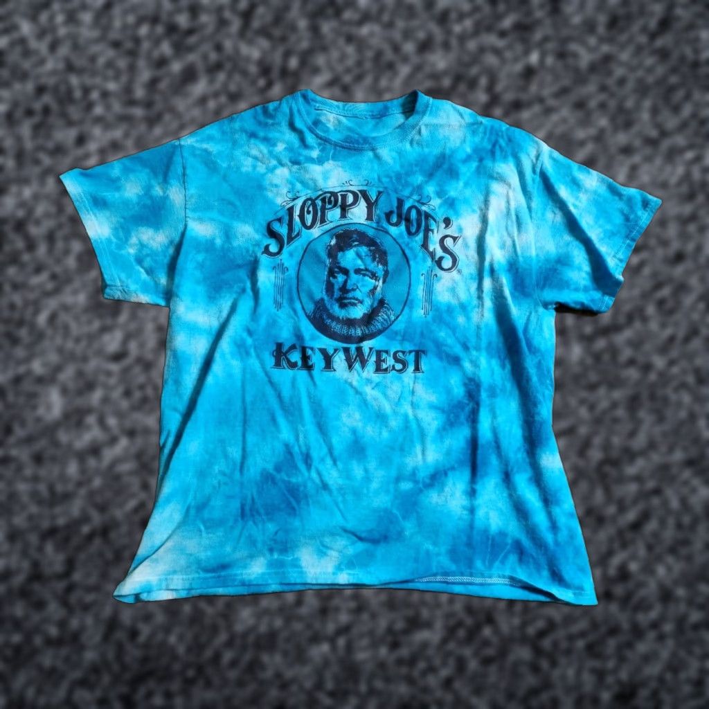 Vintage Vintage 90s Mens XL Sloppy Joe's Key West T Shirt Florida Tie Dye Blue Cotton Crew Neck Short Sleeve Size US XL / EU 56 / 4 - 1 Thumbnail