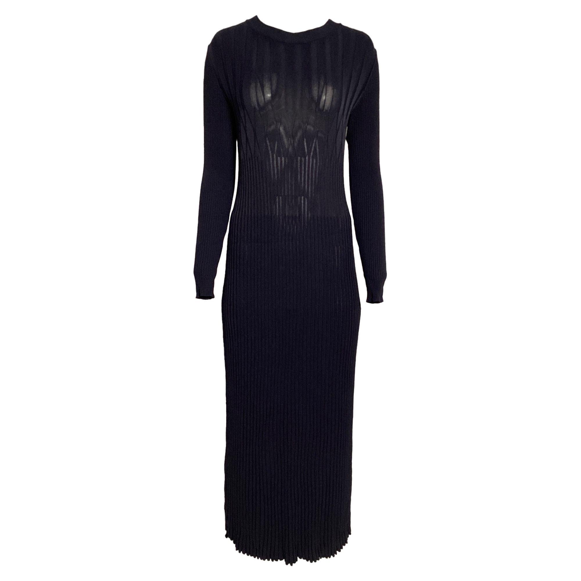 Max Mara Max Mara Long Knit Dress in Navy Blue Viscose Size L / US 10 / IT 46 - 1 Thumbnail