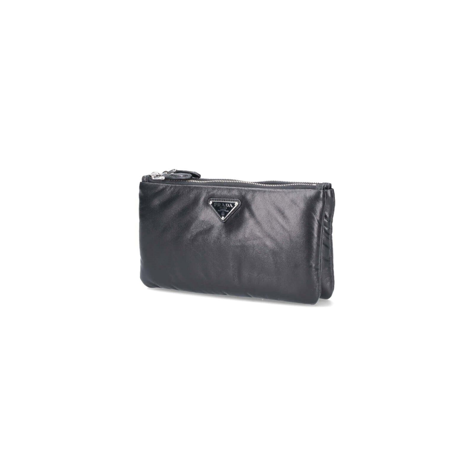 Prada PRADA Black Leather Double Pouch New And Authentic Size ONE SIZE - 2 Thumbnail