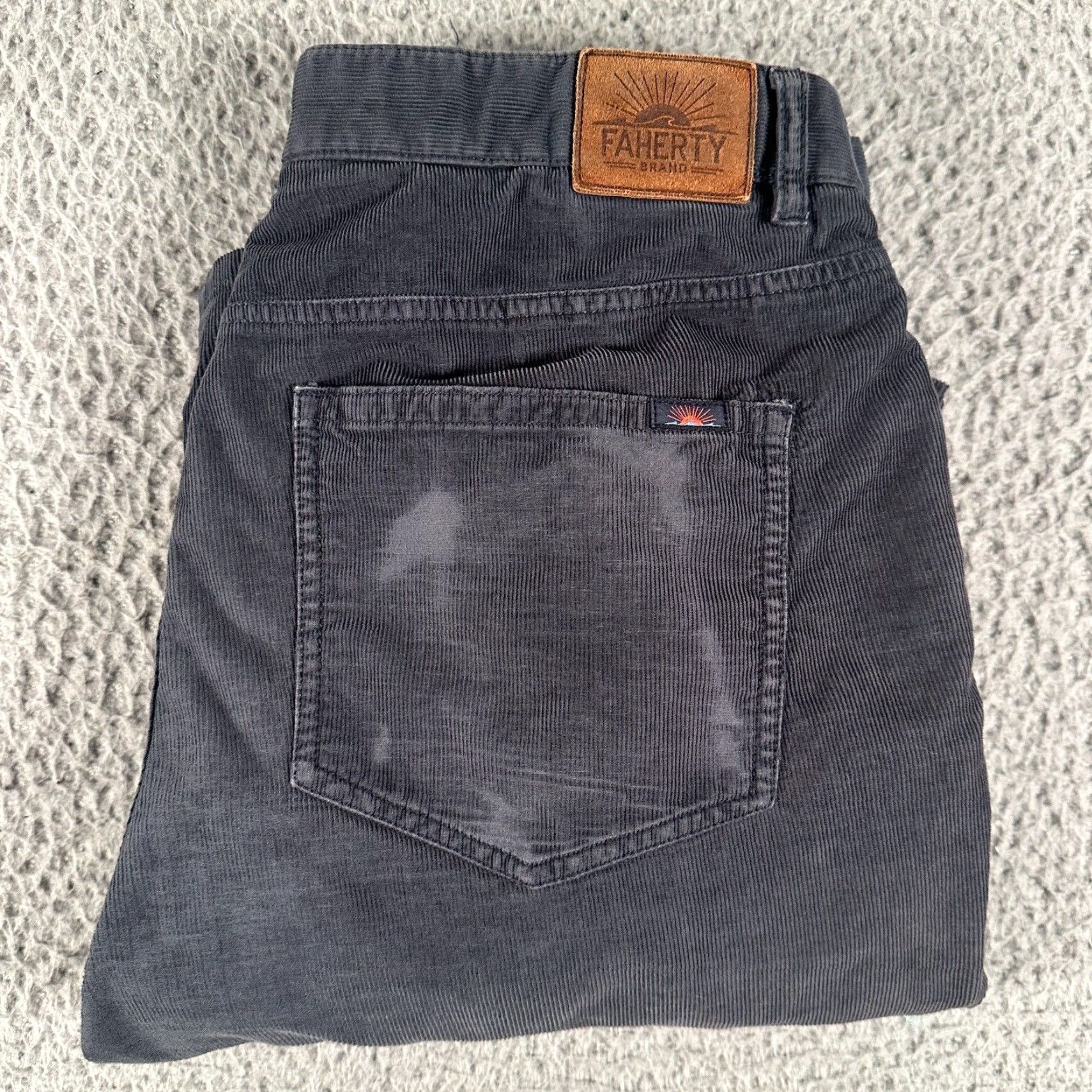 Faherty VINTAGE Faherty Thin Corduroy Pants Men's 33 Gray Stretch 5-Pocket Straight Leg Size US 33 - 2 Thumbnail
