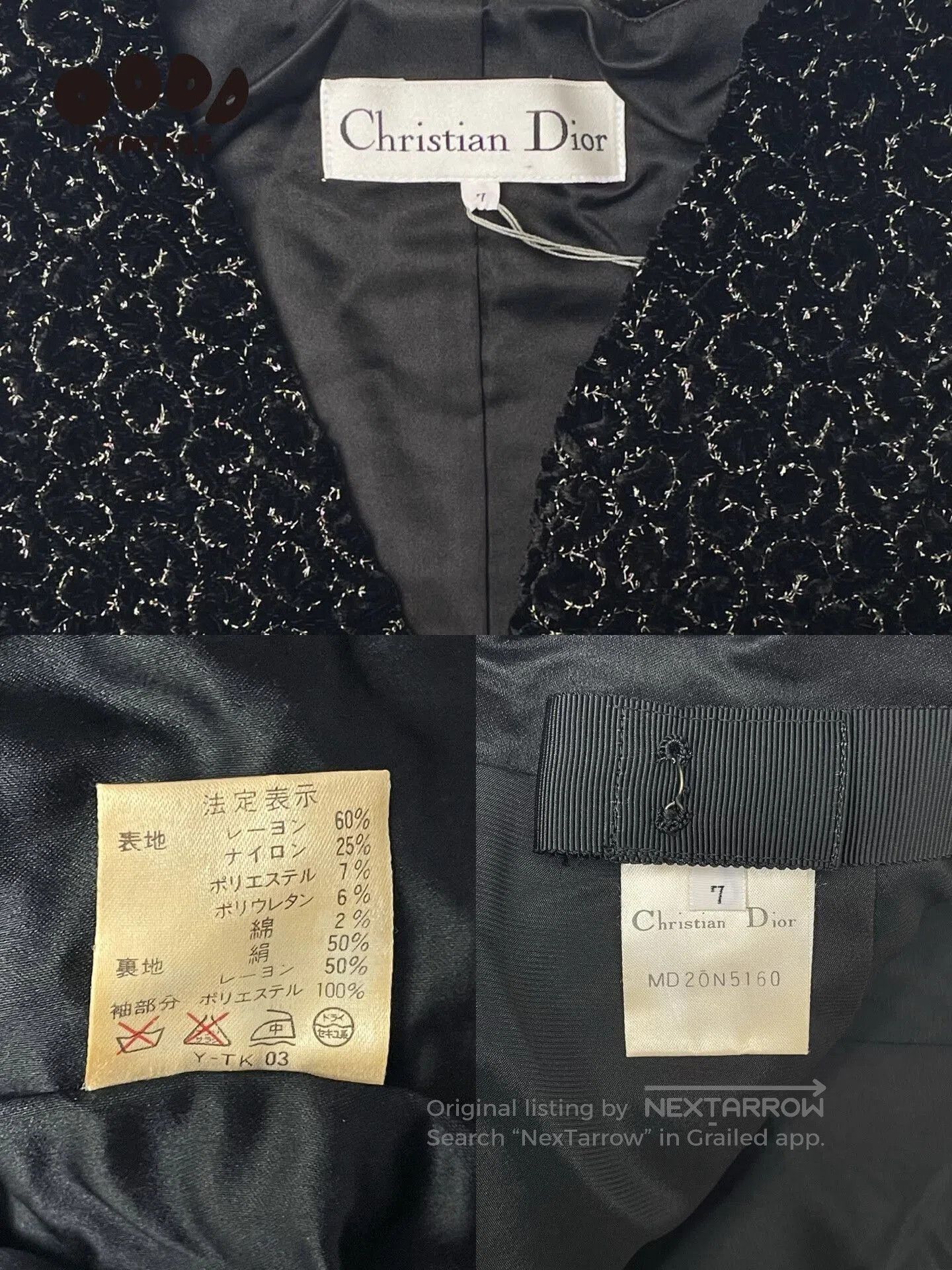 Dior Christian Dior Velvet Embroidered Jacket Set. Size XS / US 0-2 / IT 36-38 - 9 Thumbnail