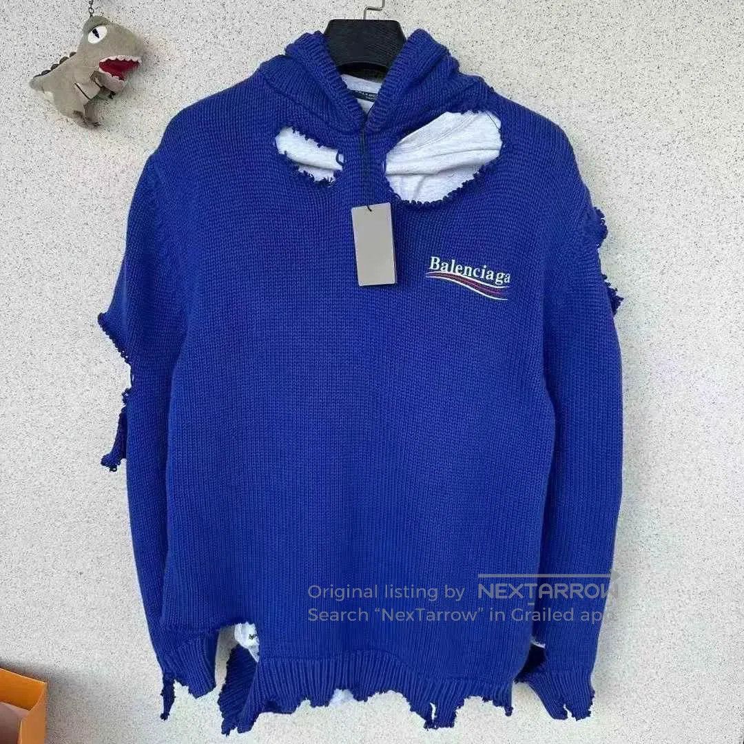 Balenciaga Distressed Layered Coke Sweater.