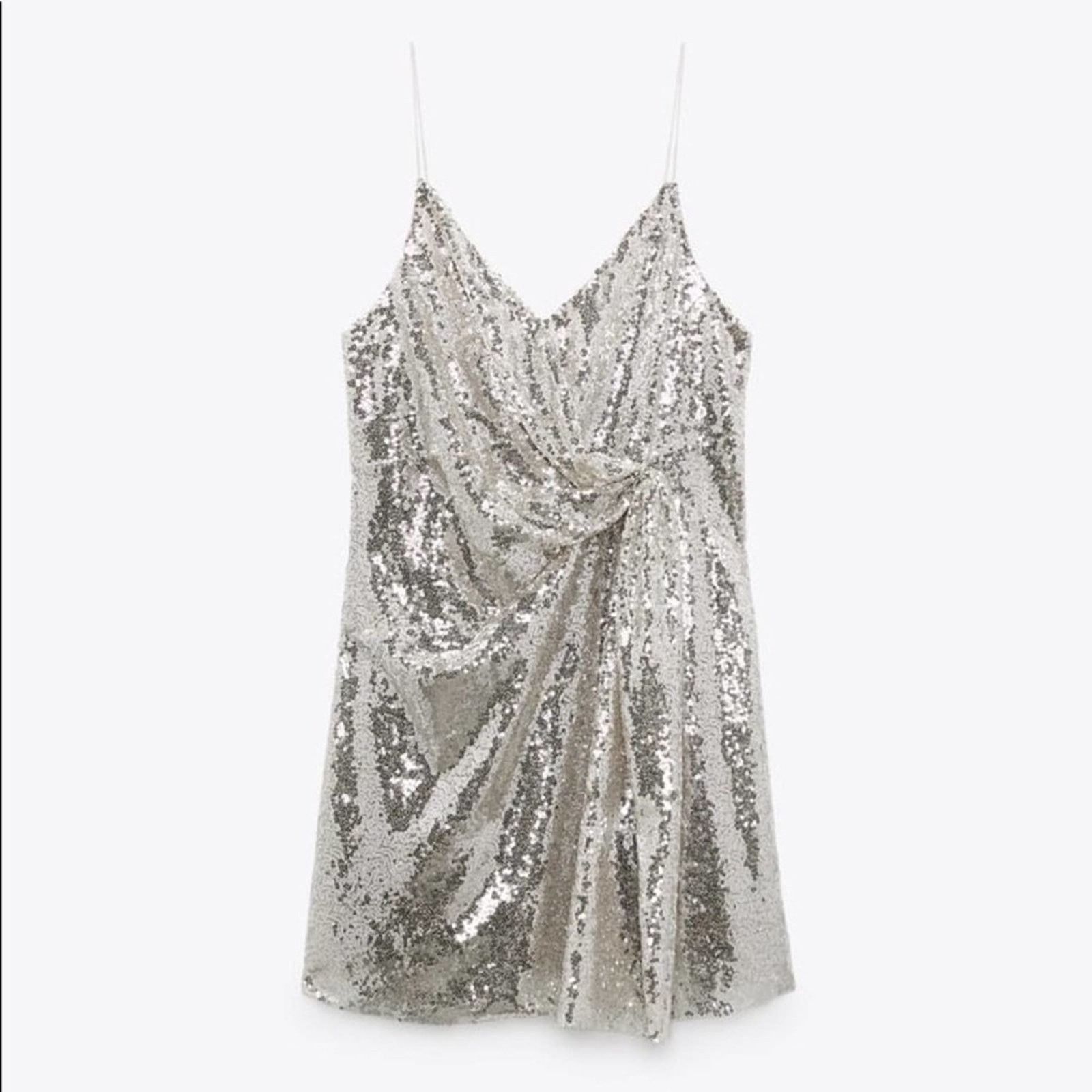 Zara ZARA BLOGGER FAVORITE KNOTTED SEQUIN DRESS Size XS / US 0-2 / IT 36-38 - 13 Thumbnail
