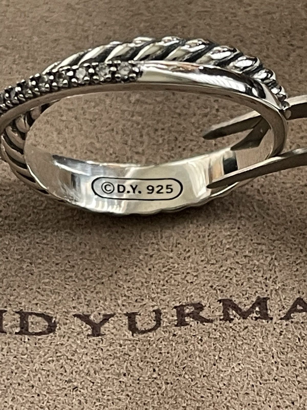 David Yurman Mint David Yurman Sterling Silver/Pave Crossover Ring Size ONE SIZE - 4 Thumbnail