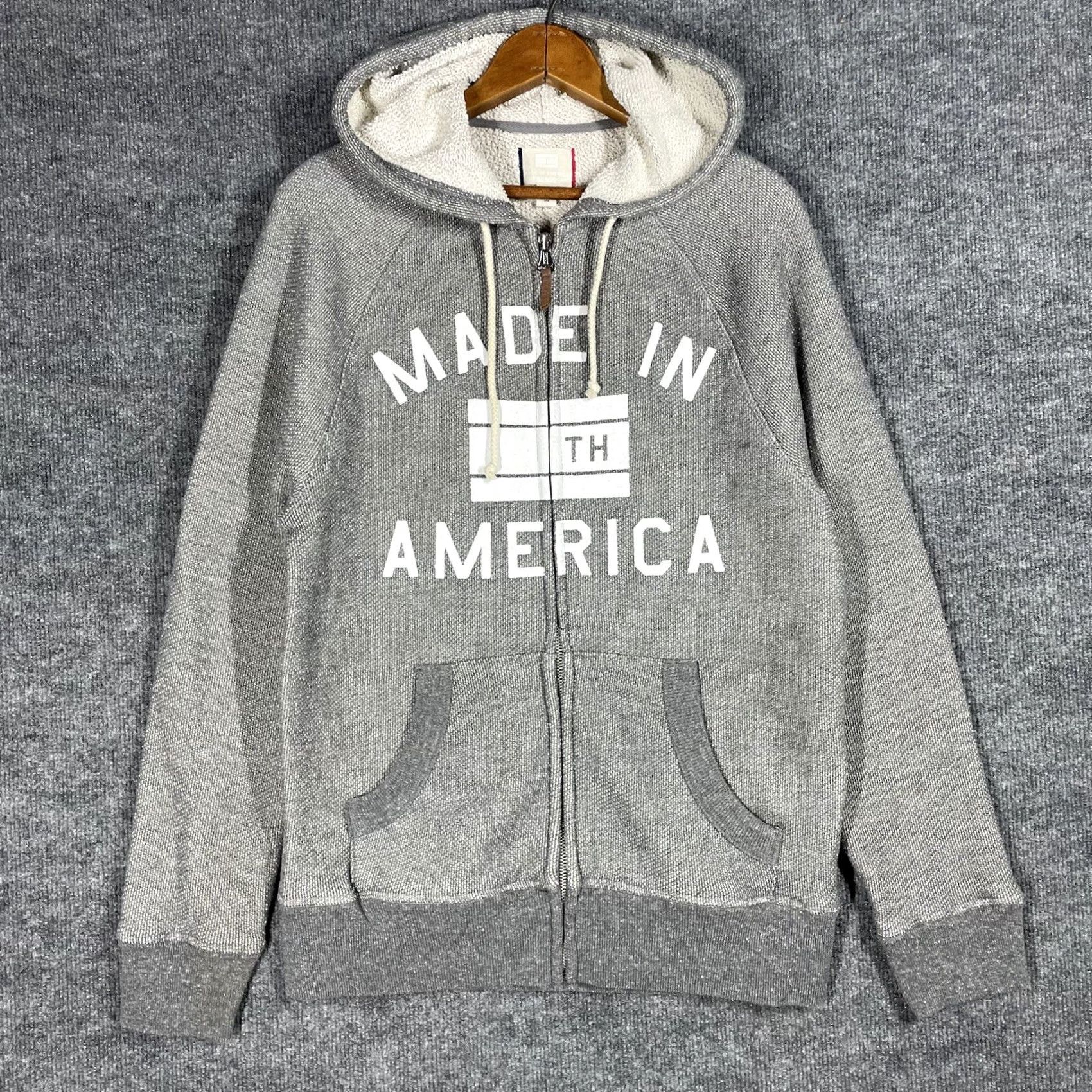 Tommy Hilfiger Tommy Hilfiger Hoodie Sweatshirt Made in America Zip Up USA Gray M Mens Regular Size Medium Hoodie Sweatshirt, Full Zip, USA Theme Size US M / EU 48-50 / 2 - 2 Thumbnail