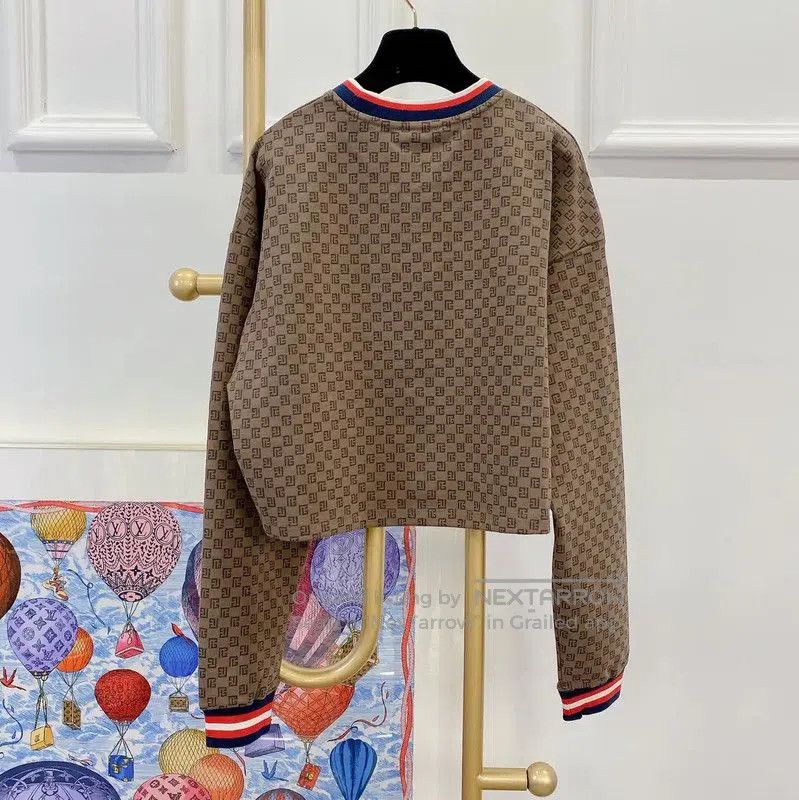 Balmain Balmain Brown Cotton Long Sleeve Cropped Sweatshirt . Size M / US 6-8 / IT 42-44 - 2 Thumbnail