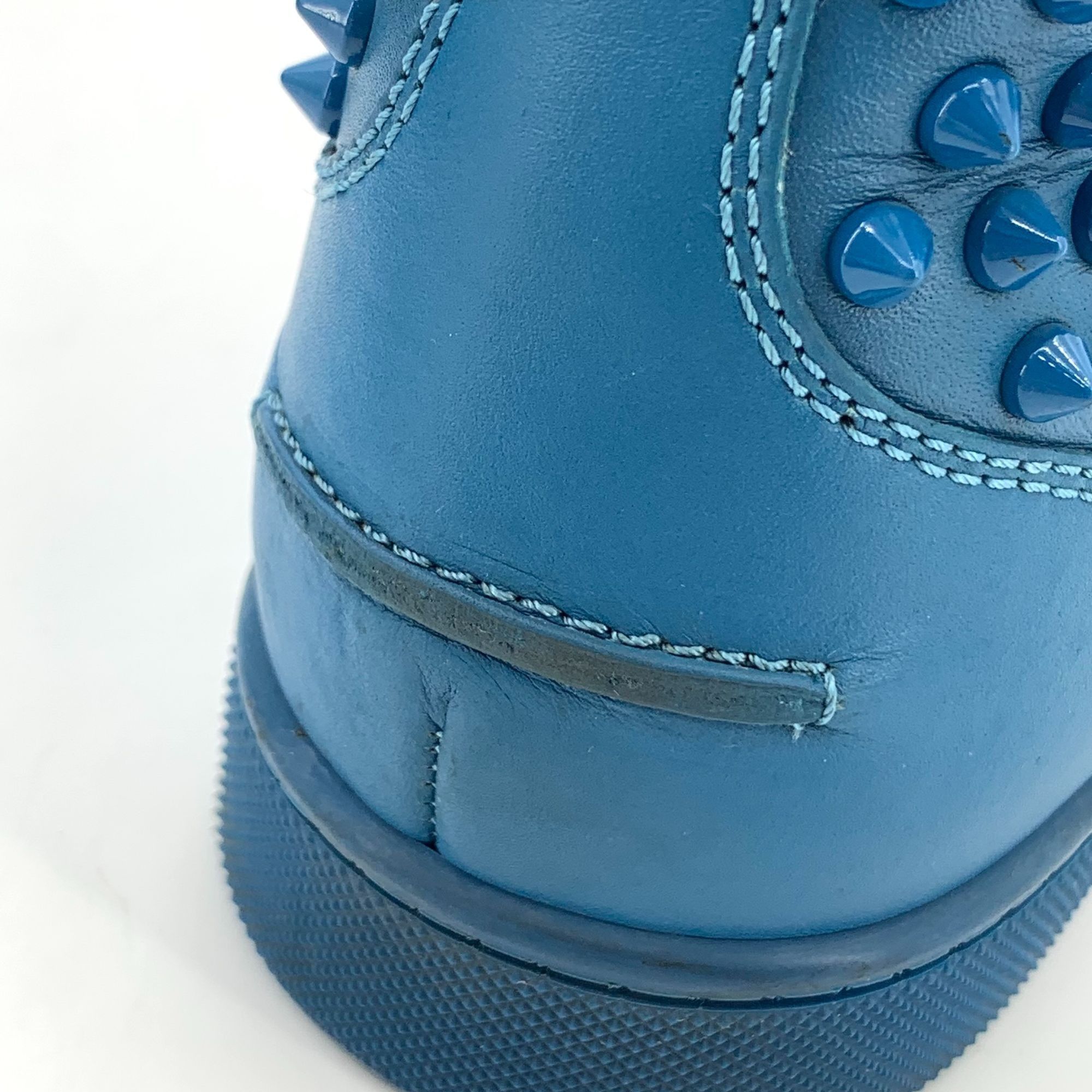 Christian Louboutin Christian Louboutin Blue Studded High-Top Lace-Up Sneakers ( Size US 7 / EU 40 - 4 Thumbnail