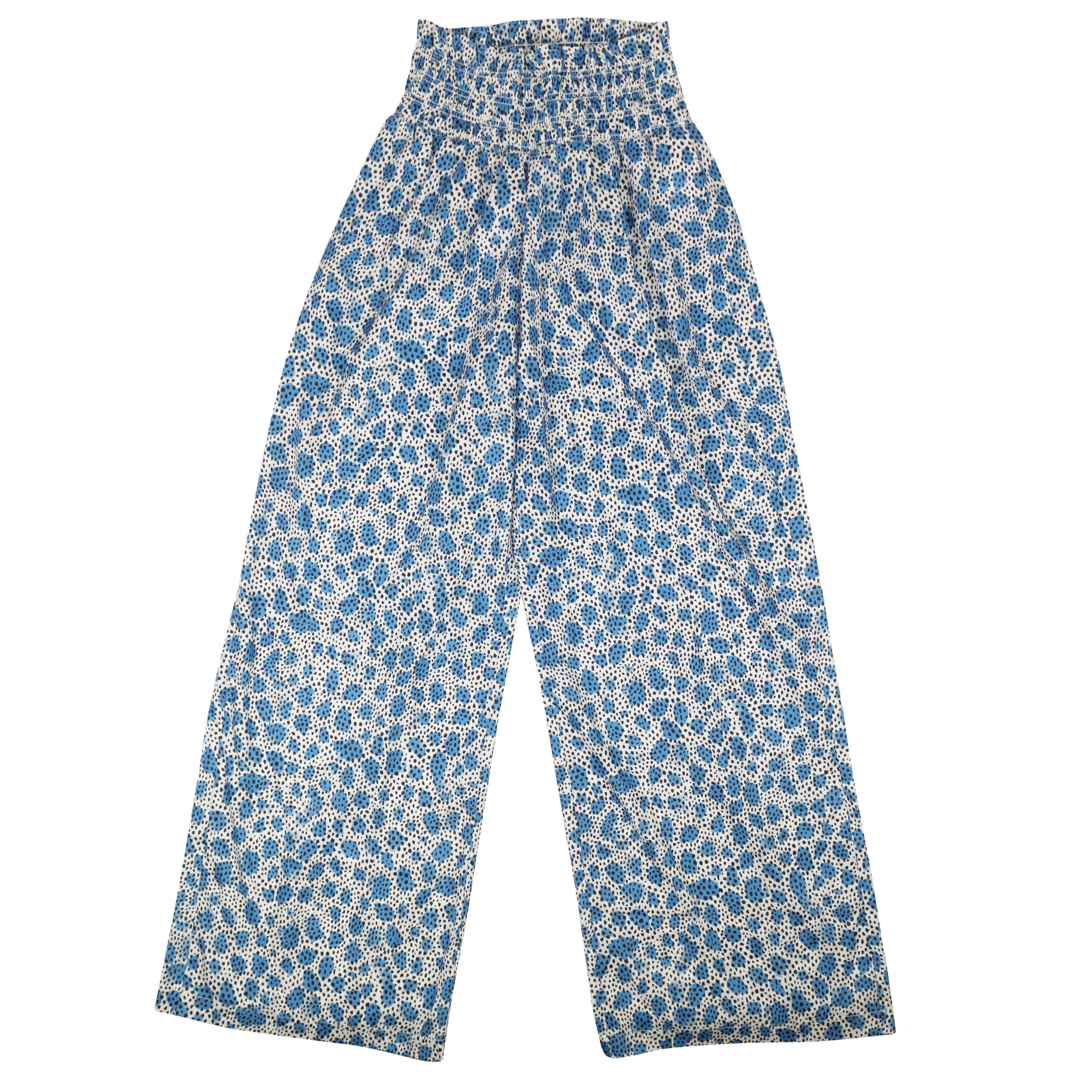 image of Opening Ceremony Blue Polyester Leopard Print Pull On Pants Size M, Women's