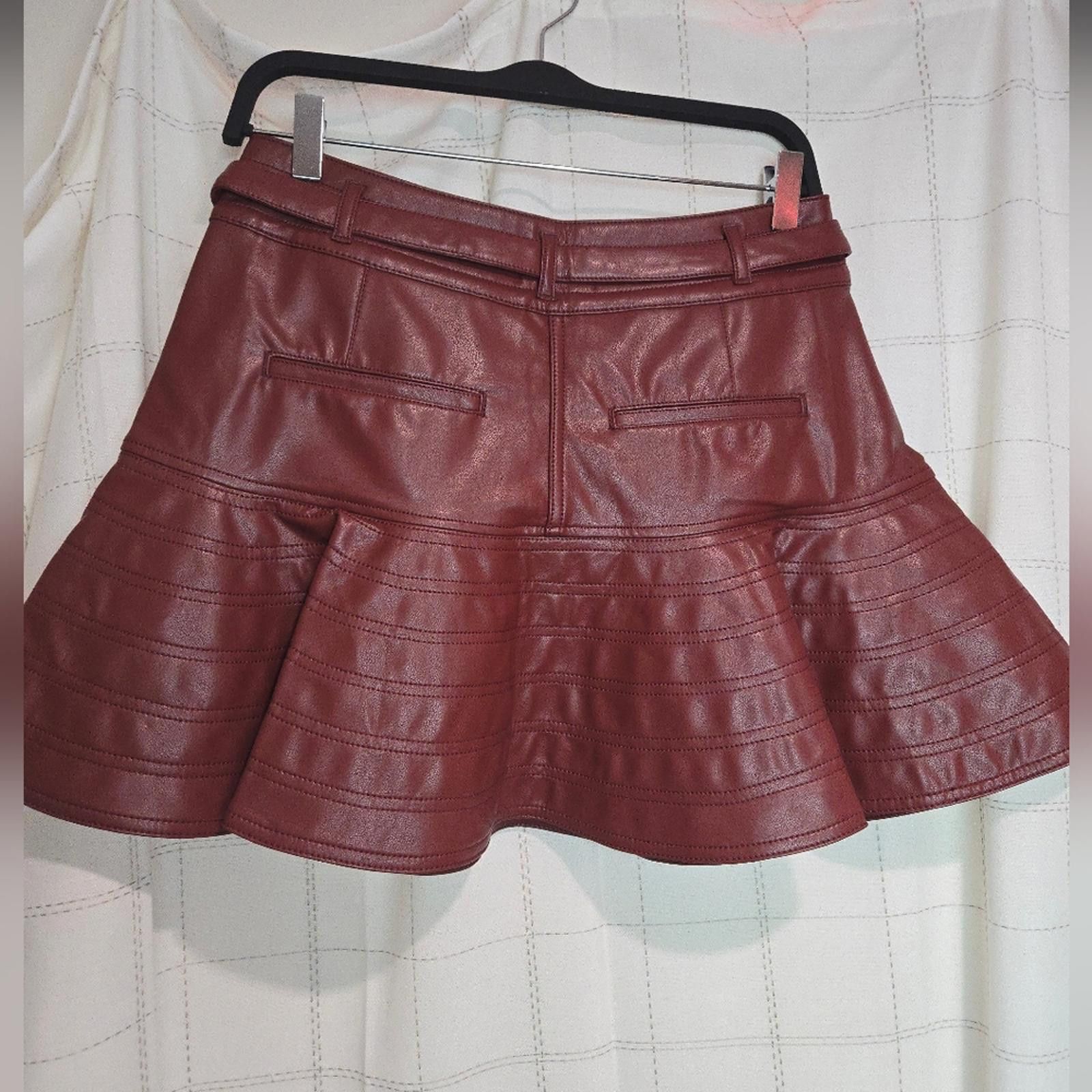 Designer Pilcro Fit-and-Flare Faux-Leather Mini Skirt Size 30" / US 8 / IT 44 - 4 Thumbnail