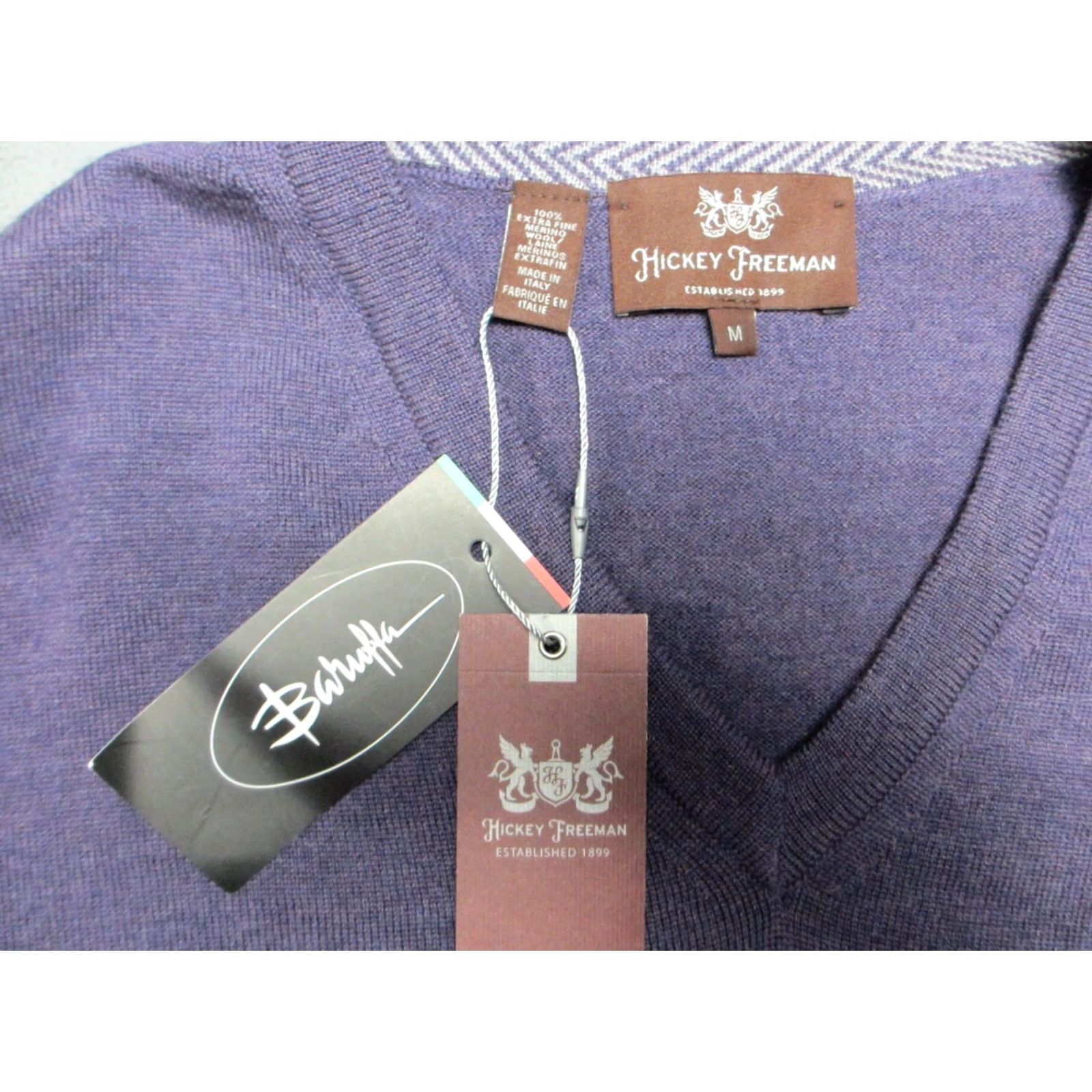 Vintage Hickey Freeman Sweater Mens Medium Purple Extra Fine Merino Wool V-Neck Pullover Size US M / EU 48-50 / 2 - 2 Thumbnail