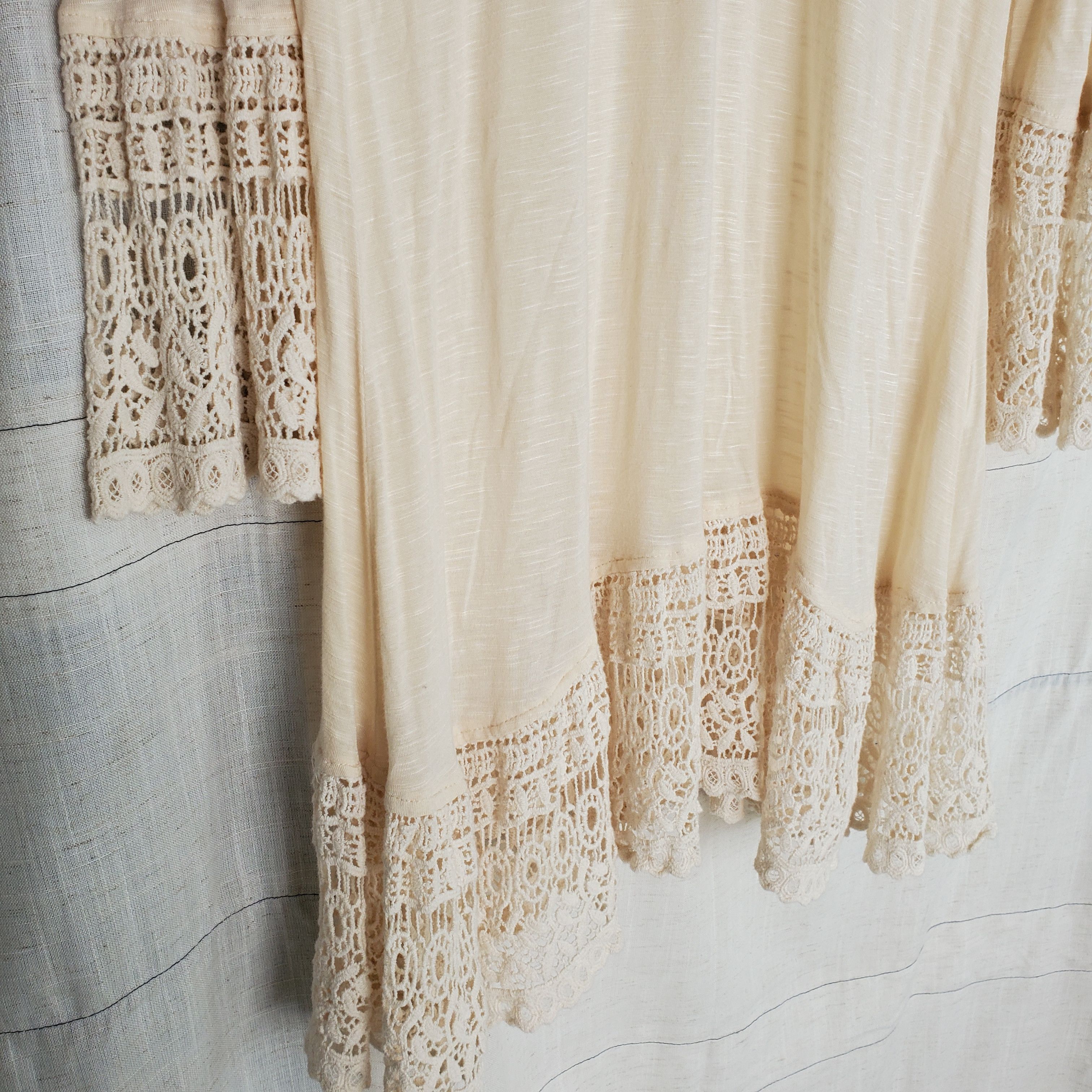 Other Indigo Soul Tunic Beige/Cream Lace Knit 3/4 Bell Sleeve SZ:S Size S / US 4 / IT 40 - 4 Thumbnail
