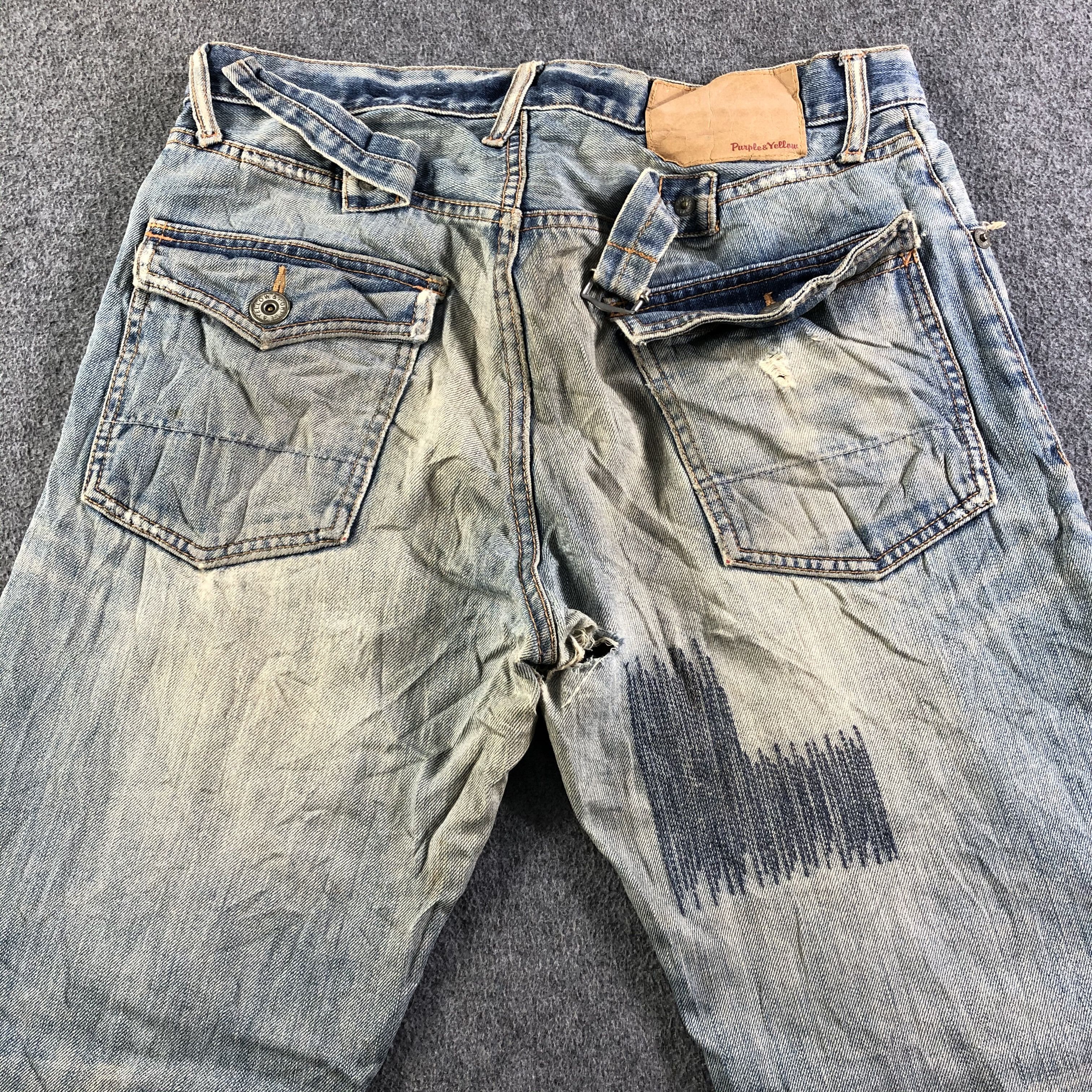 Japanese Brand Vintage Purple & Yellow Redline Jeans-J3846 Size US 32 / EU 48 - 4 Thumbnail