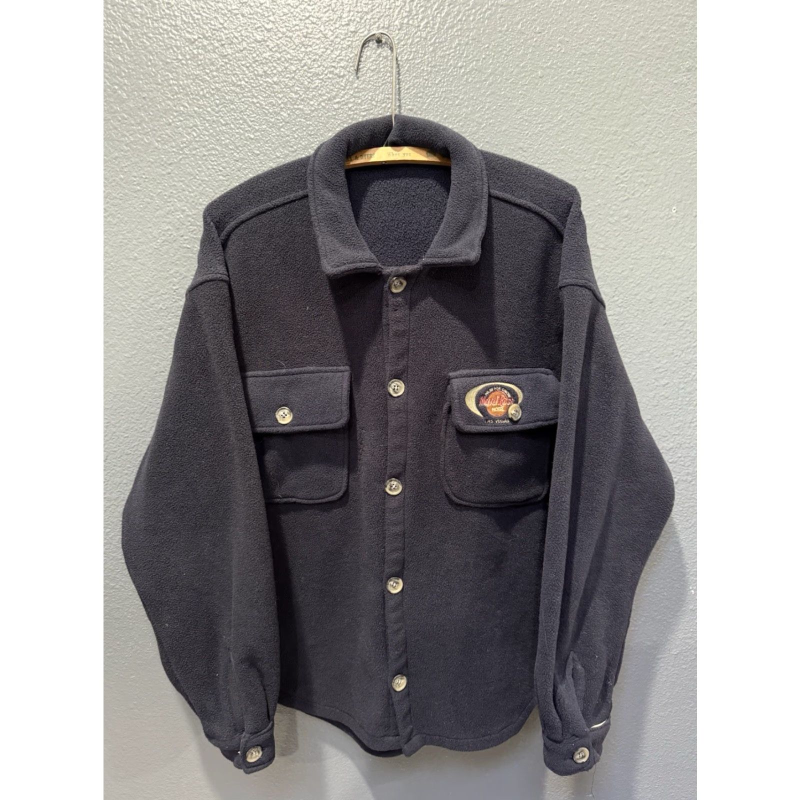 Hard Rock Cafe VINTAGE 90s Hard Rock Cafe Fleece Button-Up Shirt Men M Blue Long Sleeve 29in 24in Mens Size US M / EU 48-50 / 2 - 3 Thumbnail