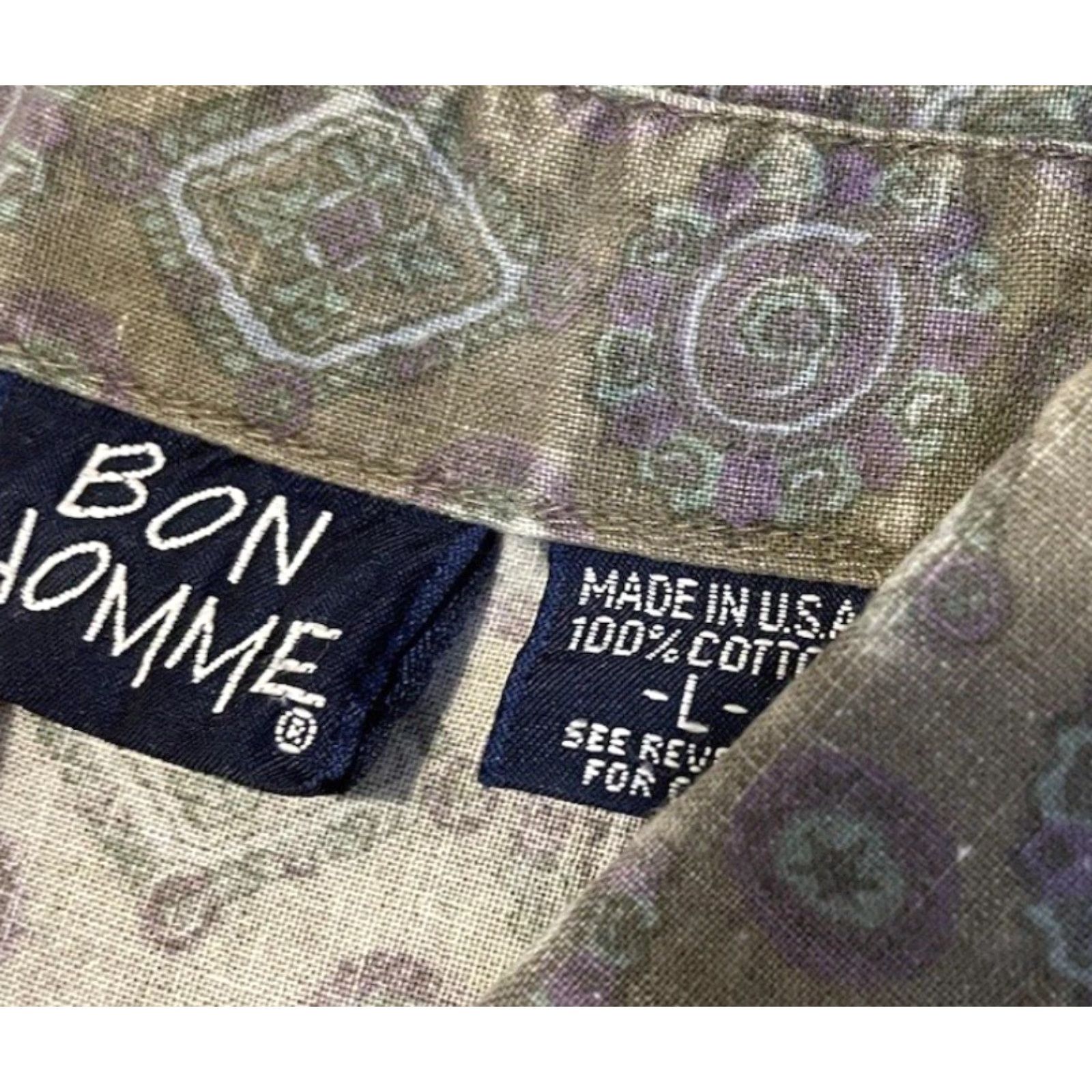 Vintage Vtg 90s Paisley Button Up Shirt L Men Green Grunge Vaporwave Surf Skate Abstract Art AOP Size US L / EU 52-54 / 3 - 4 Thumbnail