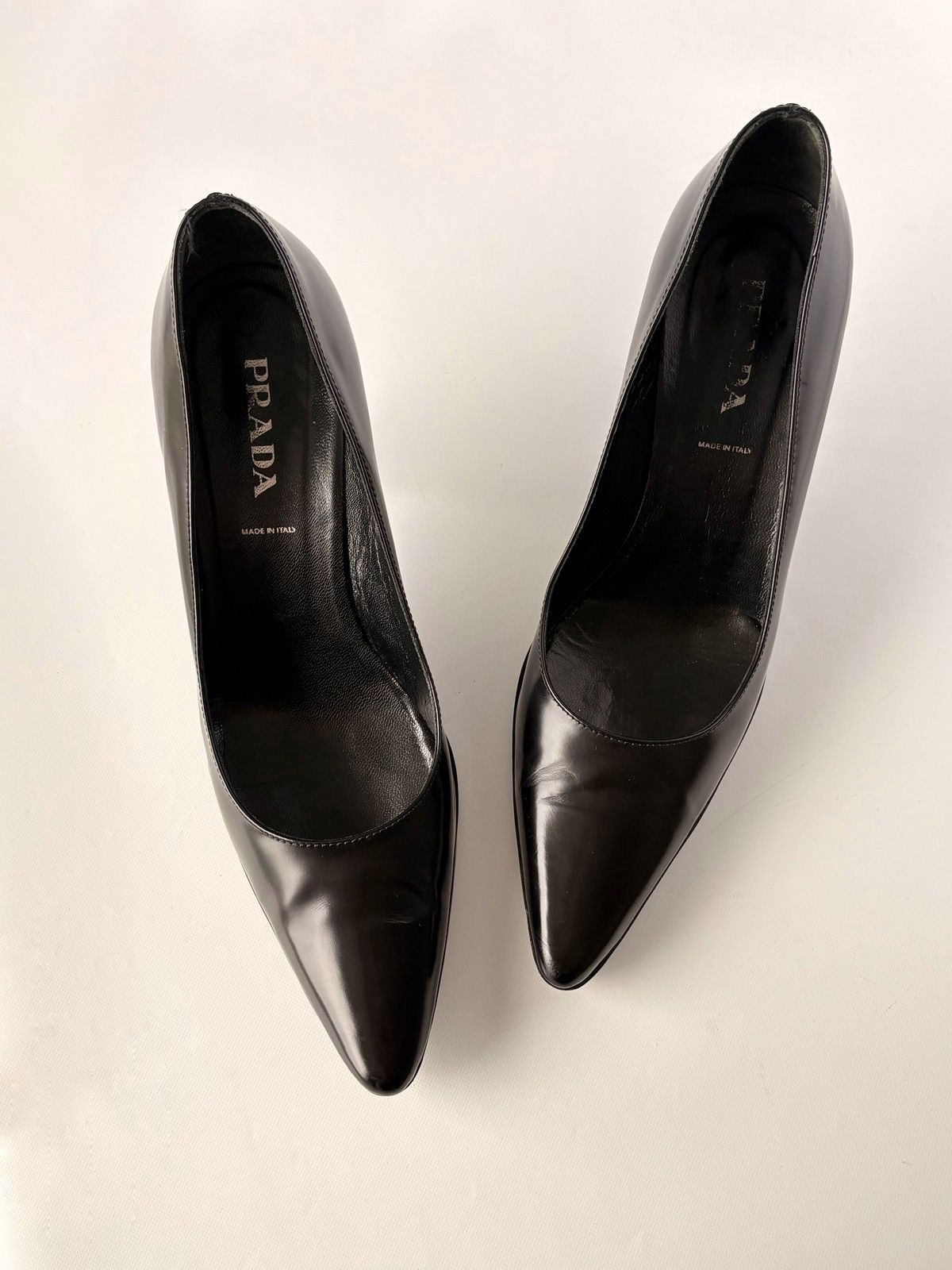 Prada Prada black leather high heels pointed toe pumps 39 US 9 Size US 9 / IT 39 - 1 Thumbnail