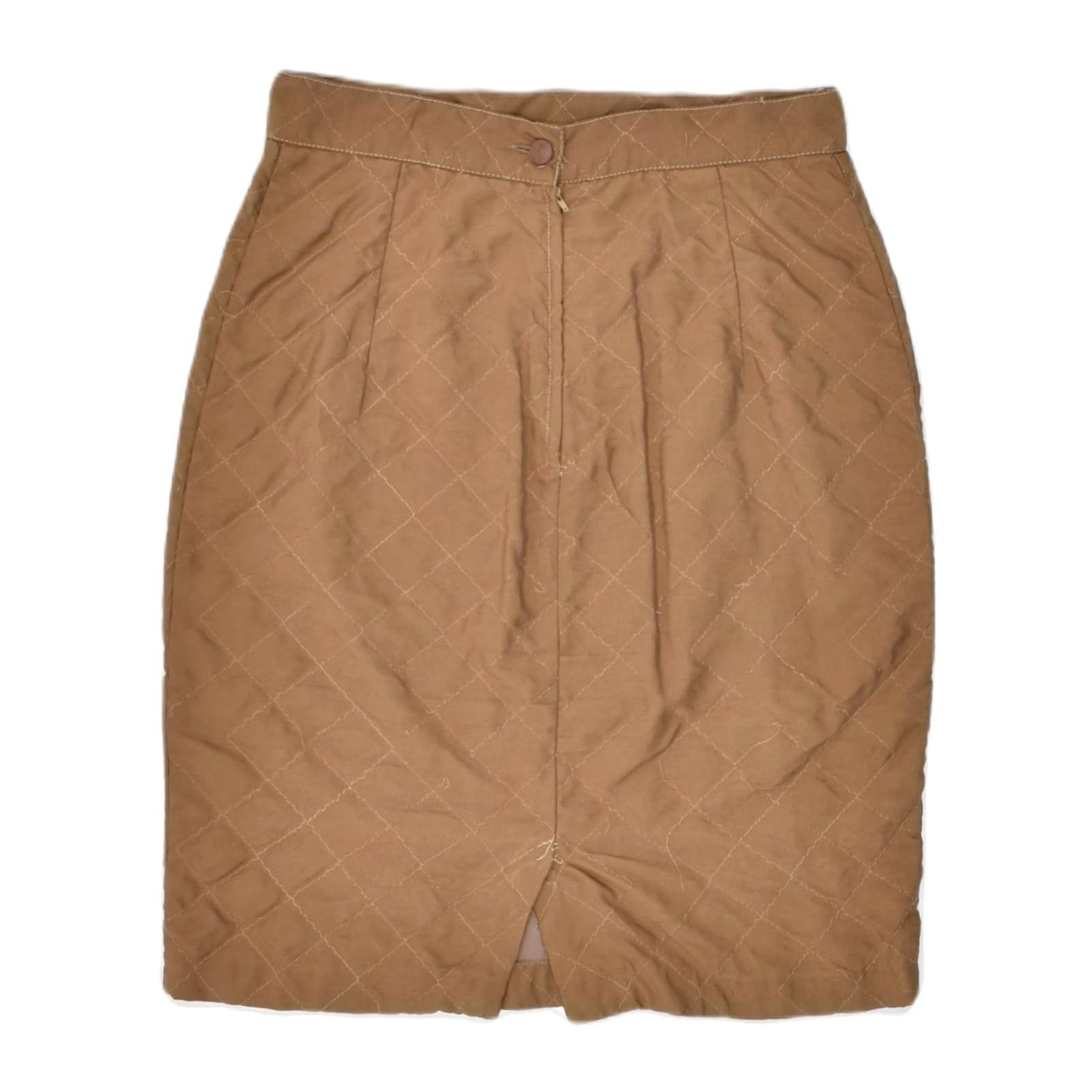 Vintage VINTAGE Womens Quilted Pencil Skirt Brown Polyester W26 Small Size 26" / US 2 / IT 38 - 2 Thumbnail