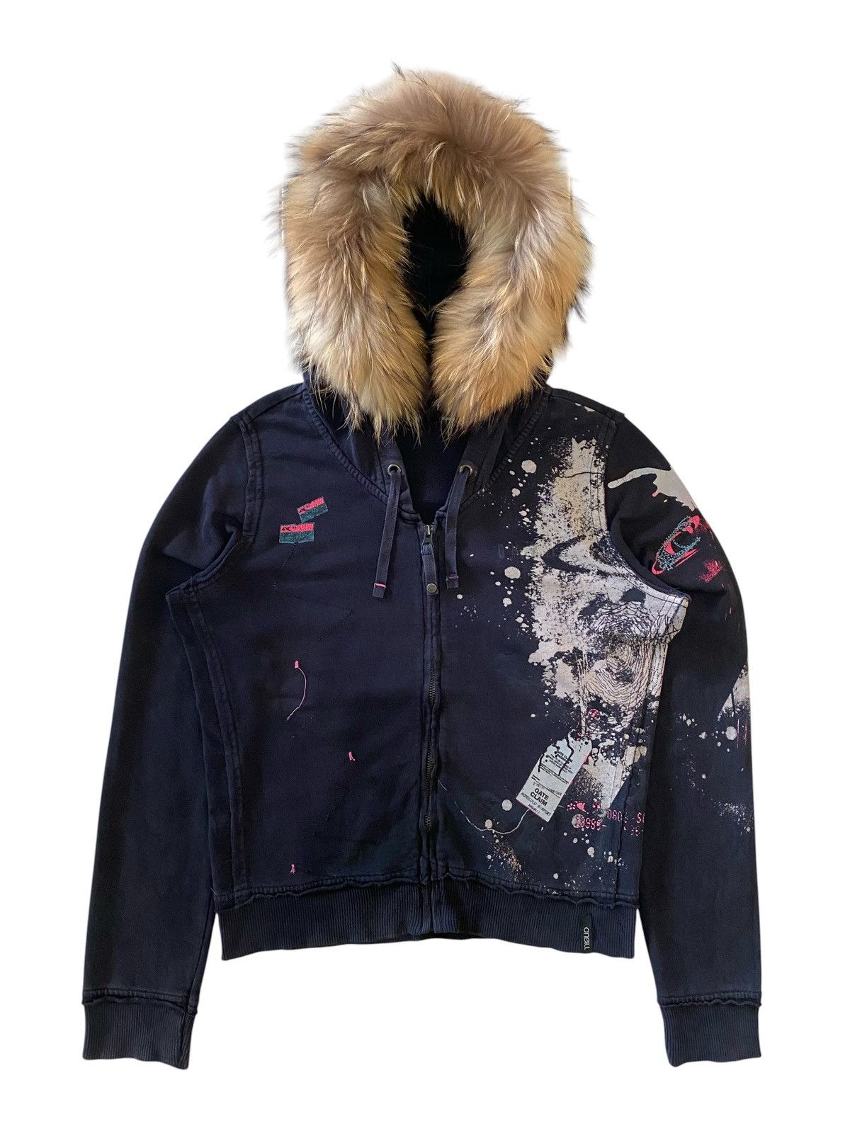 Japanese Brand Fur Vintage O’Neill Hoodie Paint Splatter Distressed Grunge Size US M / EU 48-50 / 2 - 1 Thumbnail