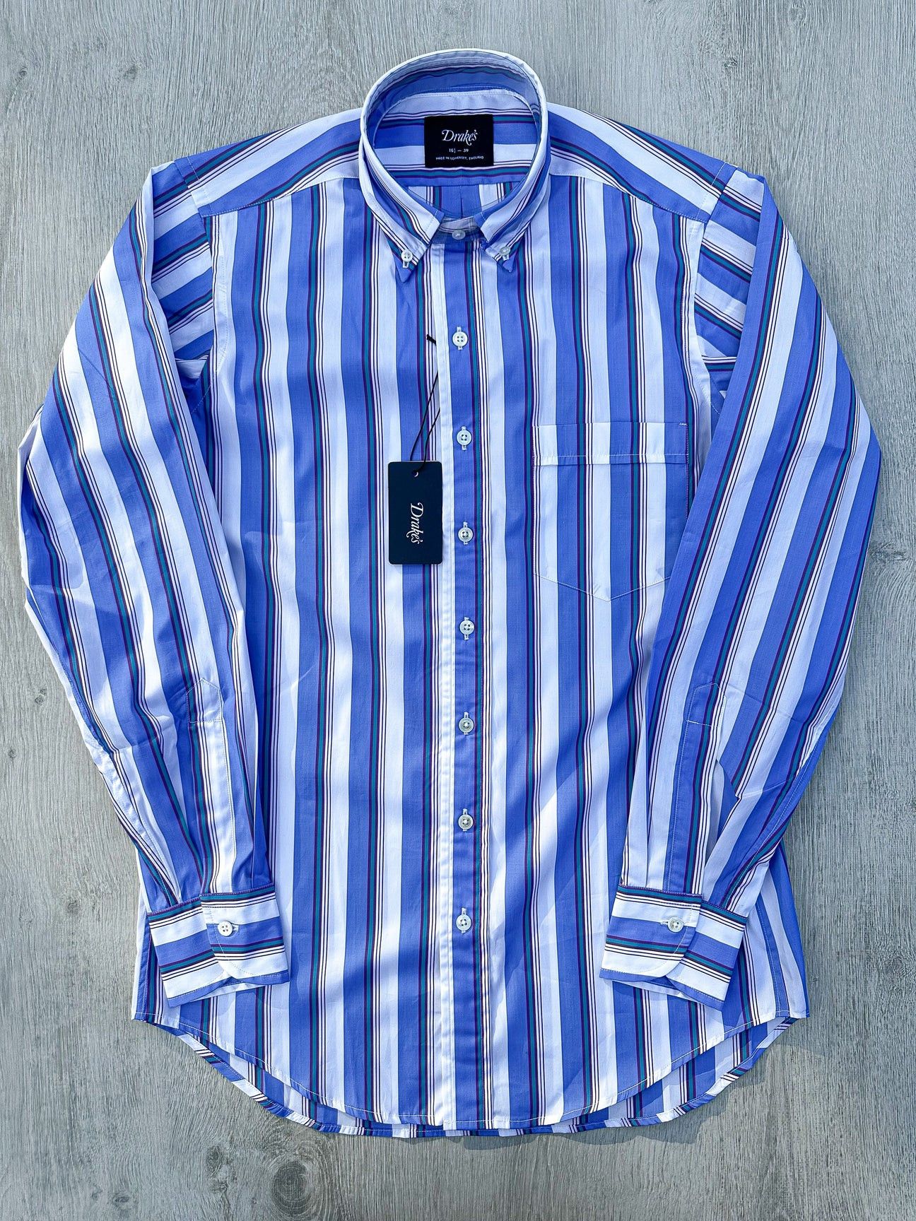 Drake Drake's Blue White Purple Striped Formal Shirt Size US S / EU 44-46 / 1 - 1 Thumbnail
