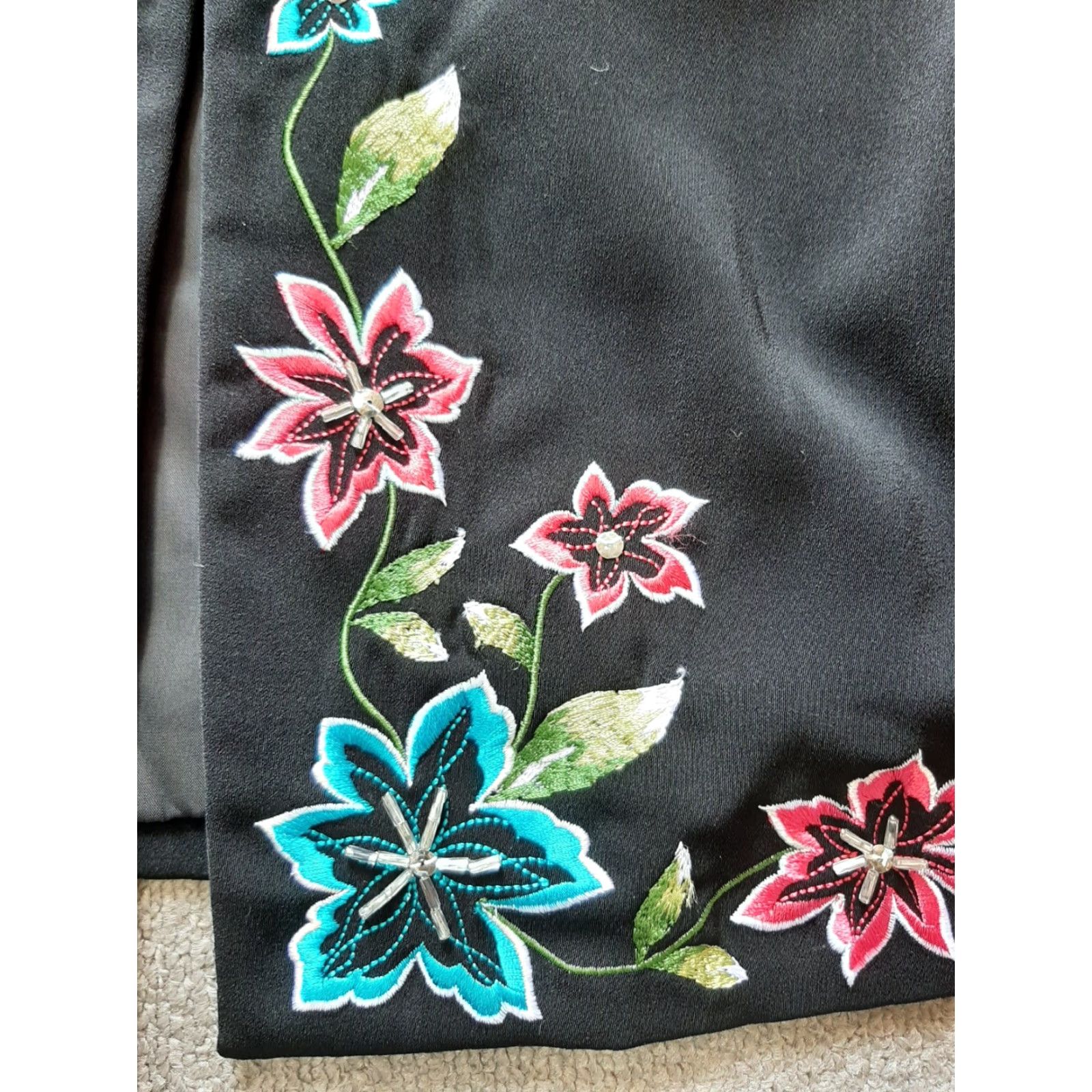 Vintage Platinum Stephen Yearick Jacket Women's S Black Floral Open Front Jacket Size S / US 4 / IT 40 - 2 Thumbnail