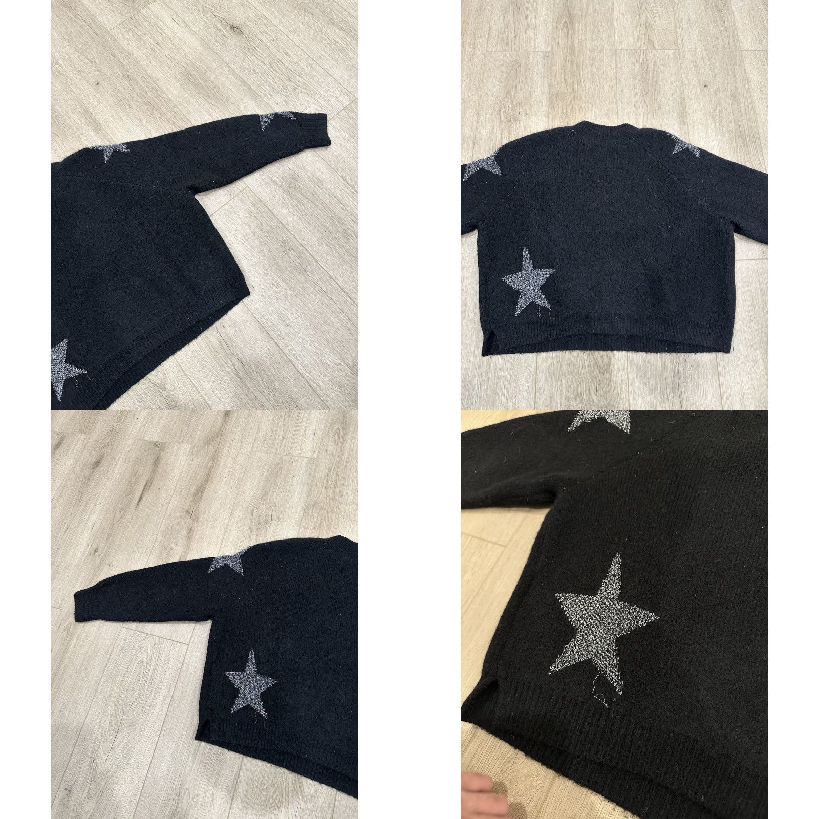 Allsaints VINTAGE AllSaints Star Jumper Sweater Women XS Black Silver Wool Alpaca Metallic Cozy Size 26" / US 2 / IT 38 - 8 Thumbnail