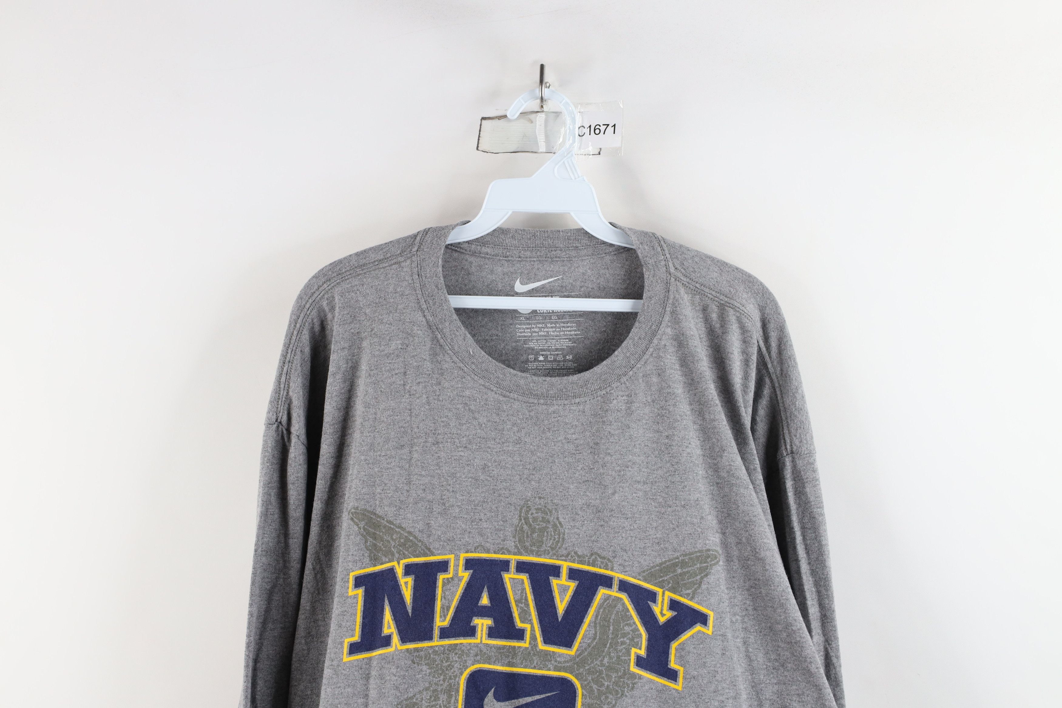 Nike × Vintage Nike Center Swoosh Navy Naval Academy Long Sleeve T-Shirt Size US XL / EU 56 / 4 - 2 Thumbnail