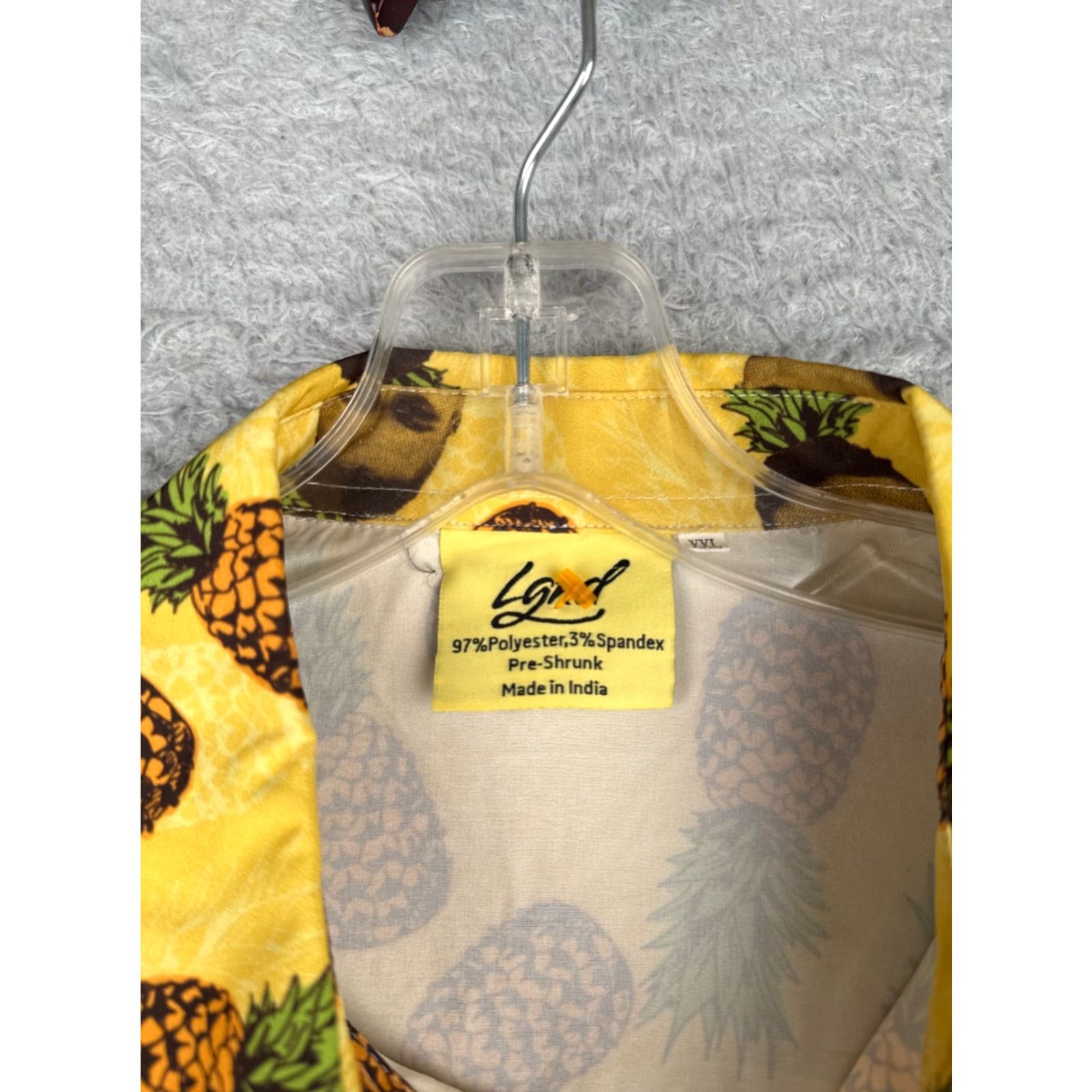 Vintage Lgnd Shirt Men 2XL XXL Yellow Pineapples Faces AOP Hawaiian Cotton Blend Polyester Blend Button-Up Casual Size US XXL / EU 58 / 5 - 7 Thumbnail
