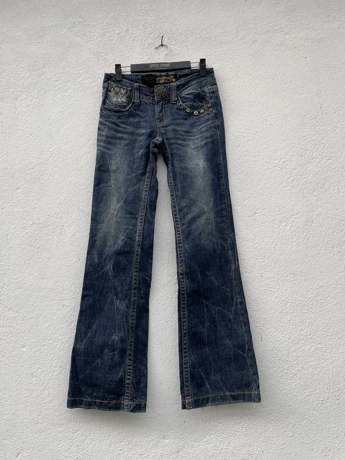 If Six Was Nine × Japanese Brand Vintage Y2K Red Pepper Gold Label Flare Low Rise Denim Jeans Size US 30 / EU 46 - 1 Thumbnail