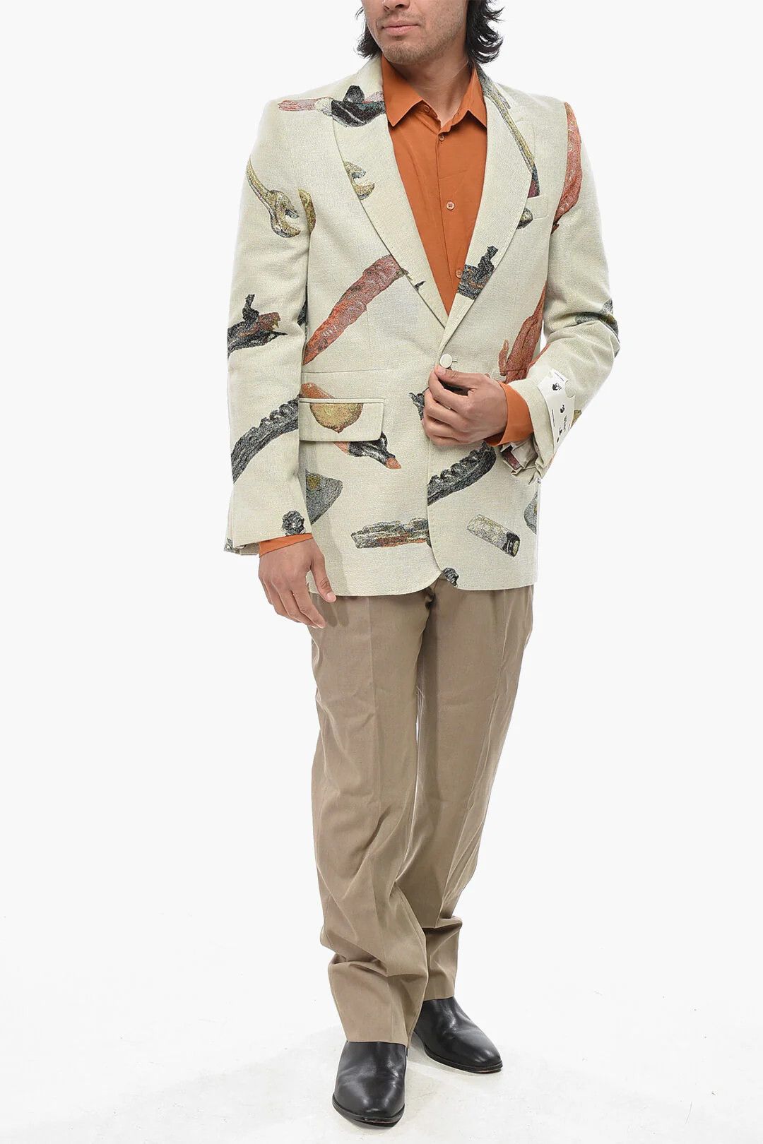 Off-White og1mm0426 Jacquard Blazer in Beige Size US M / EU 48-50 / 2 - 4 Thumbnail