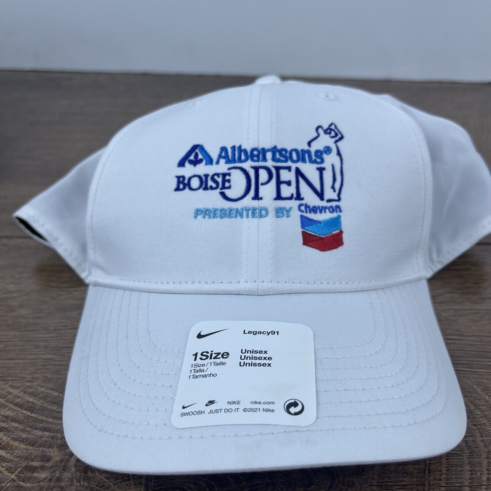 Nike Albertsons Boise Open Hat White Cap Nike Golf Hat Adjustable Size ONE SIZE - 3 Thumbnail