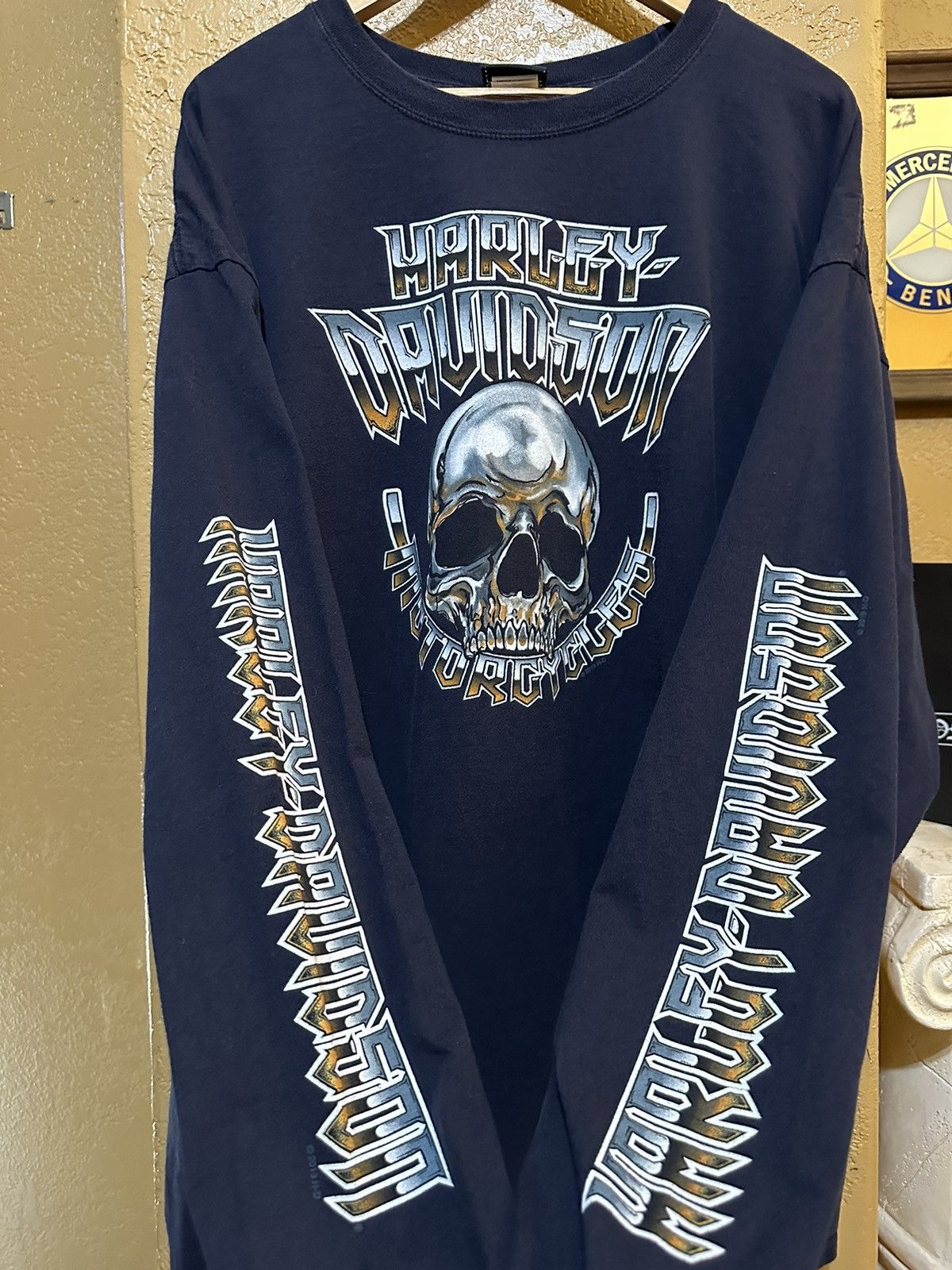 Harley Davidson × Vintage SICK 3XL CHROME SKULL HARLEY L/S Size US XXL / EU 58 / 5 - 1 Thumbnail